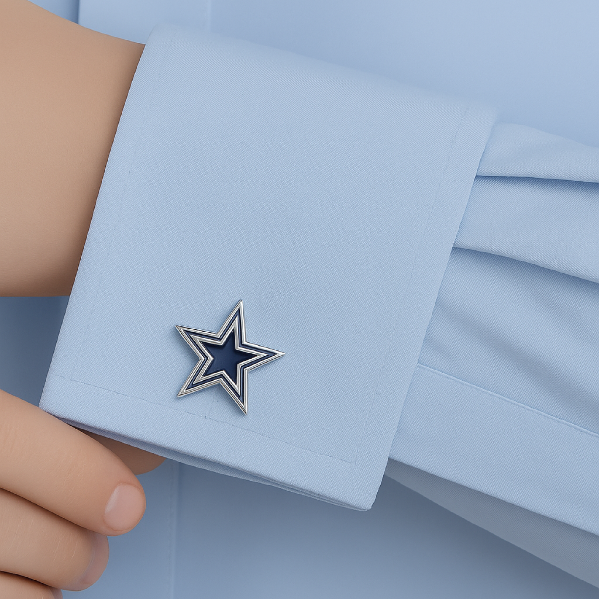 The Dapper Star – Navy Enamel Silver Cufflinks