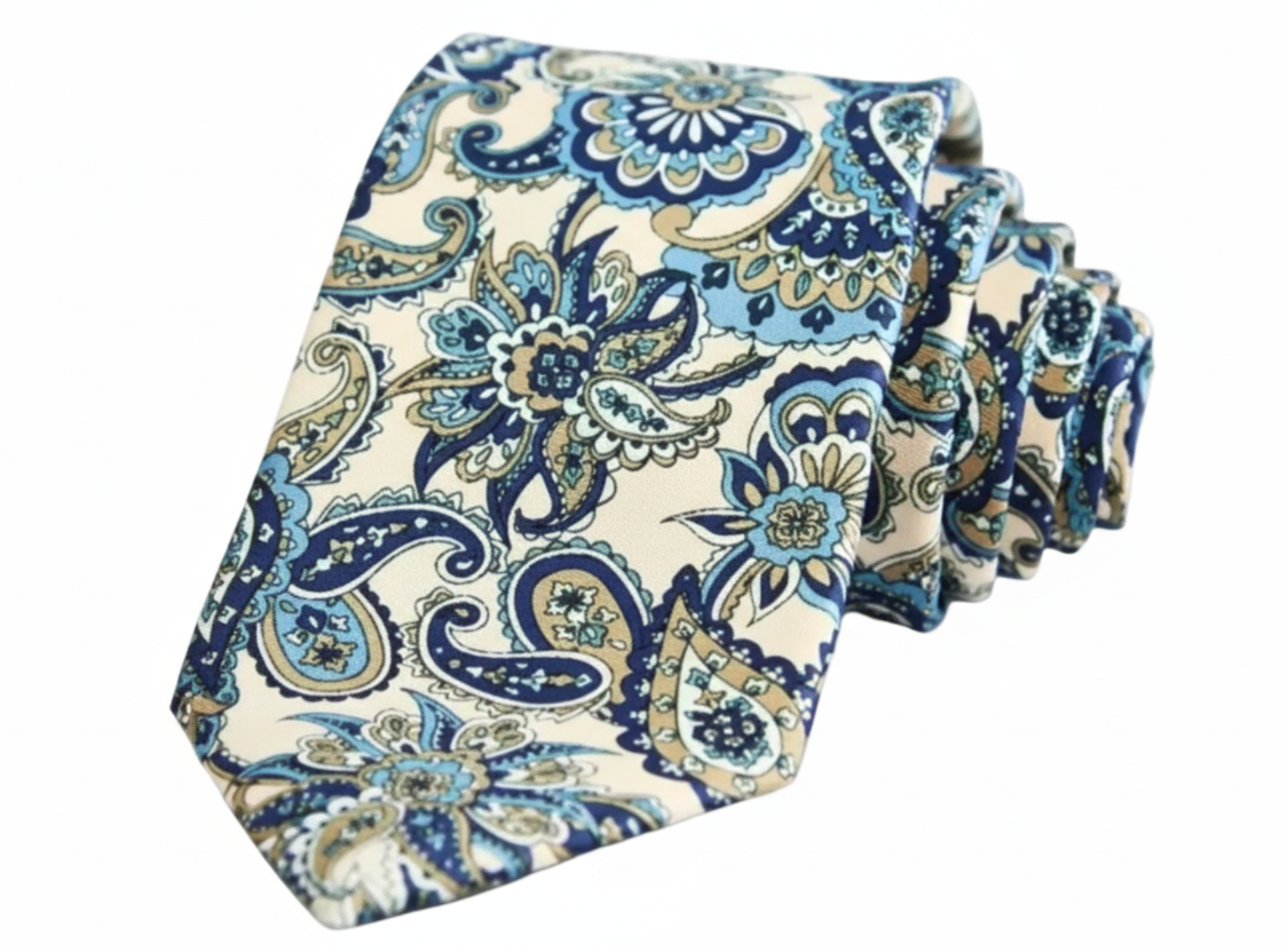 Ivory Blue Paisley Silk Tie