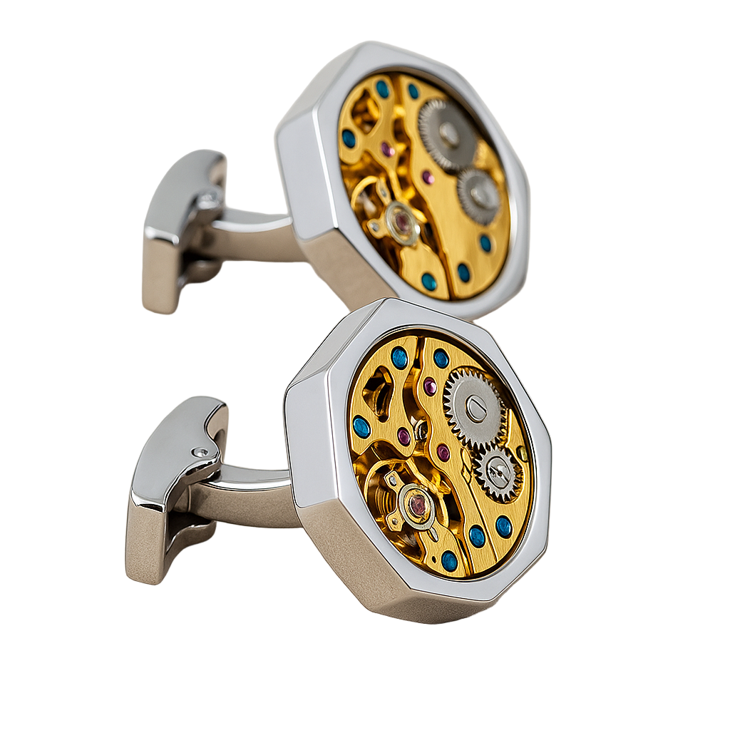 Mechanical Gold Movement Cufflinks - Vintage Precision, Modern Edge Antique Silver