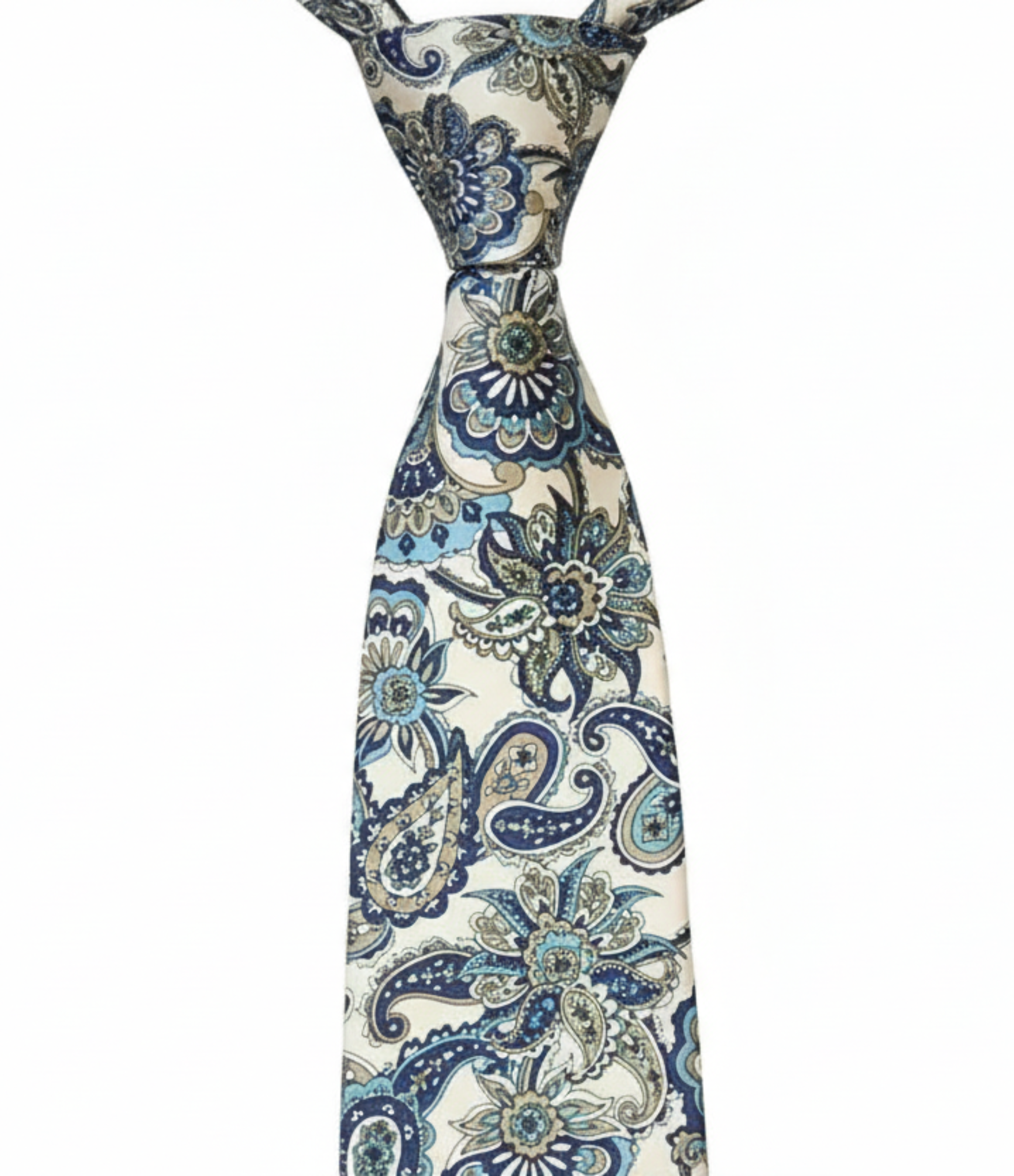 Ivory Blue Paisley Silk Tie