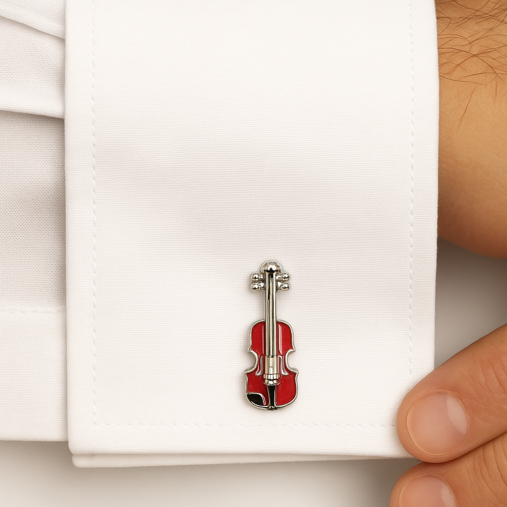 Red Violin Cufflinks — Elegance in Every Note