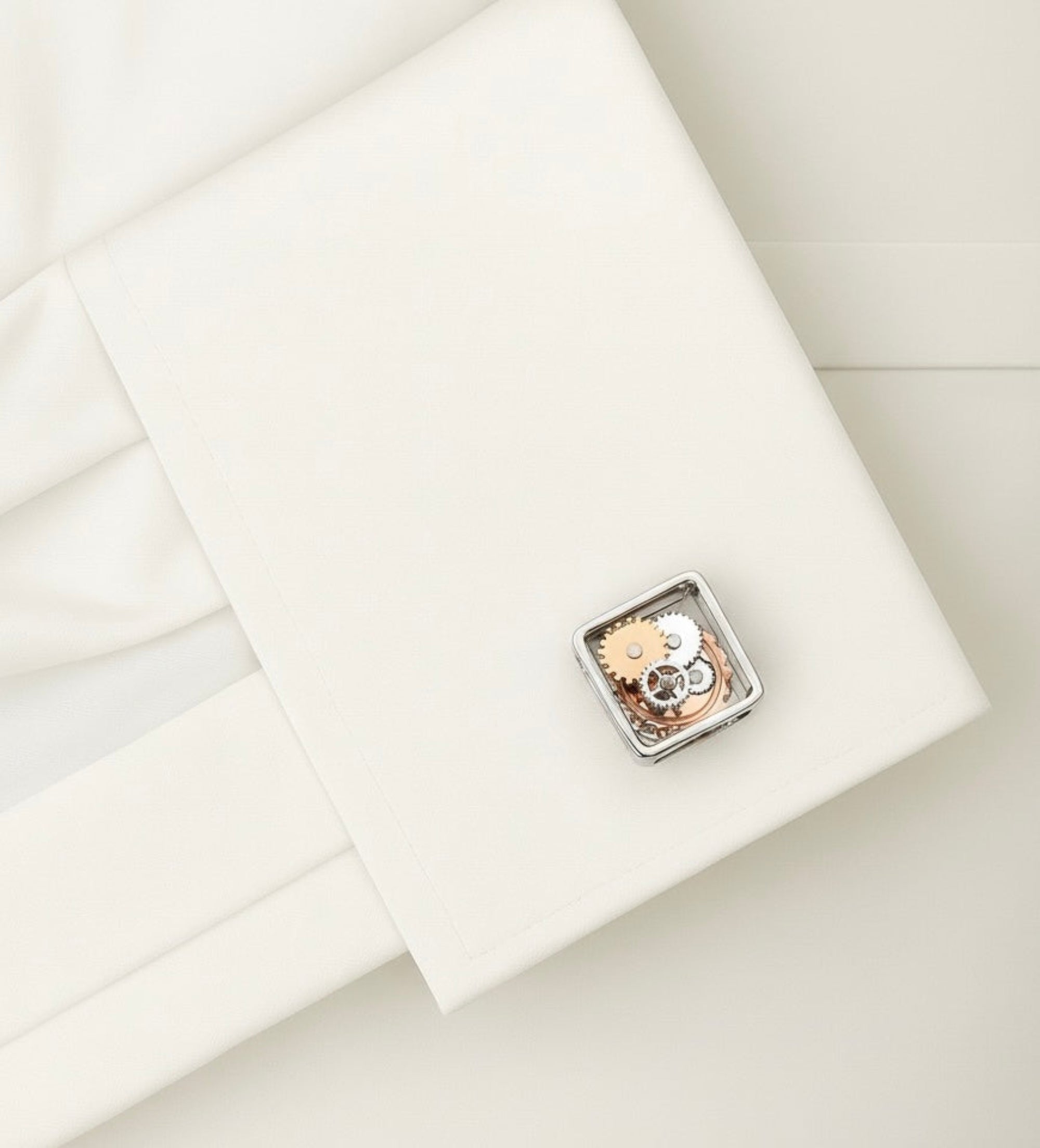 Mechanical Silver Gear Cufflinks -The Art of Still Precision