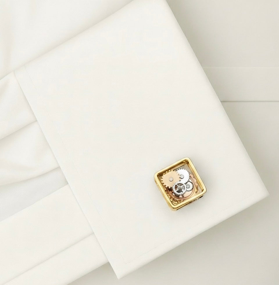 Mechanical Gold Gear Cufflinks – Precision in Motion