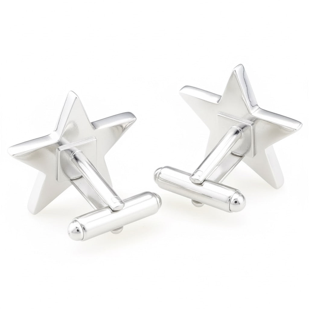 The Dapper Star – Navy Enamel Silver Cufflinks