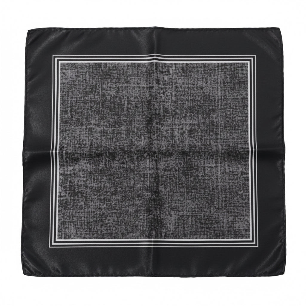 Charcoal Border Silk Pocket Square