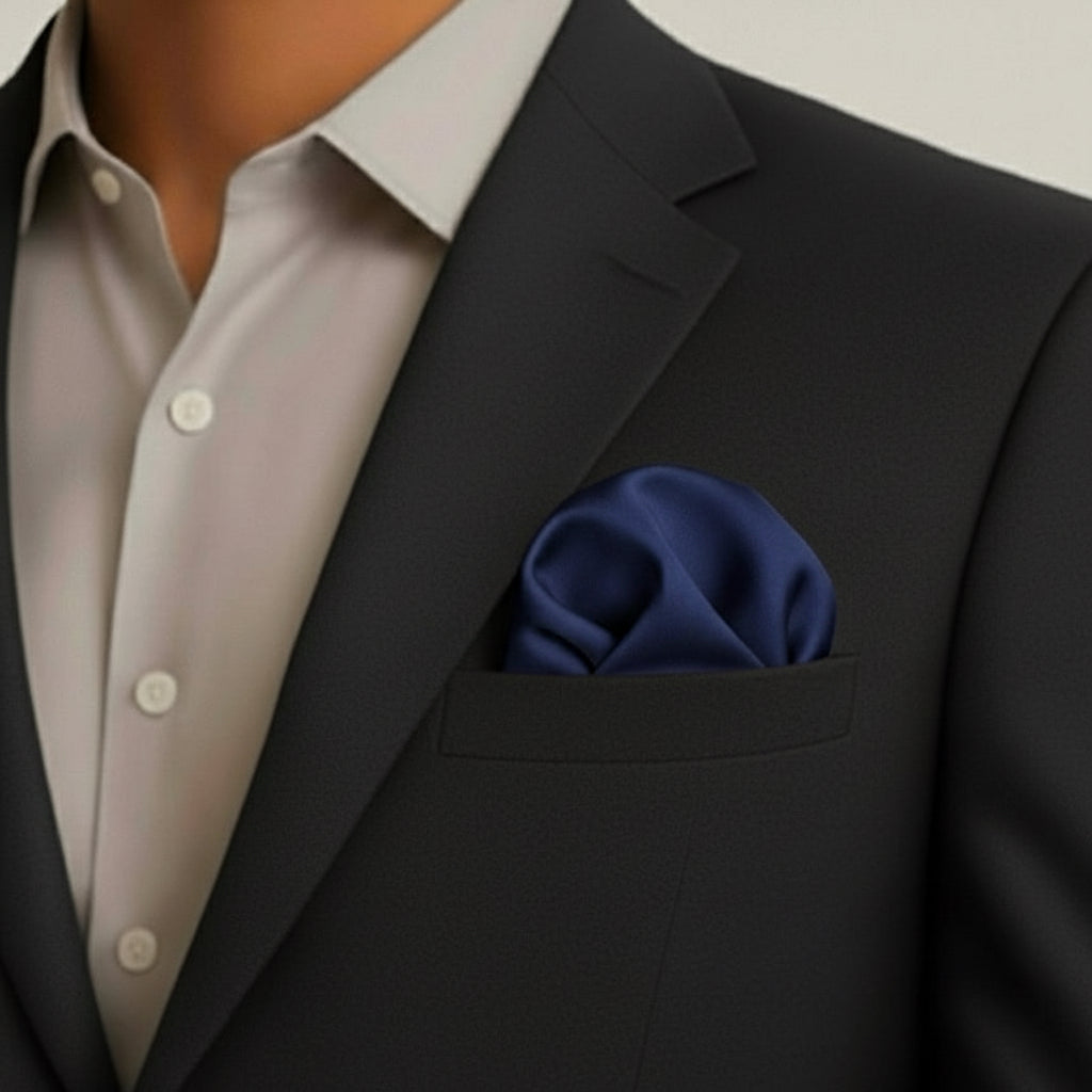 Navy Silk Pocket Square