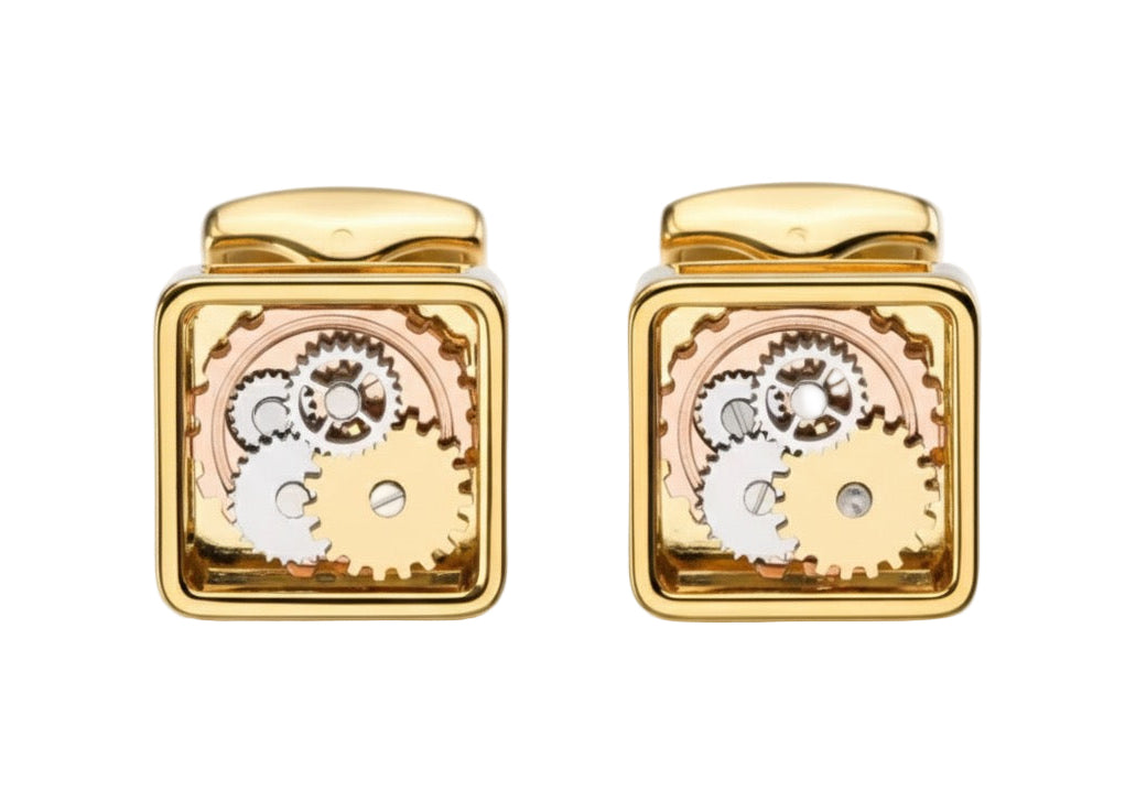 Mechanical Gold Gear Cufflinks – Precision in Motion