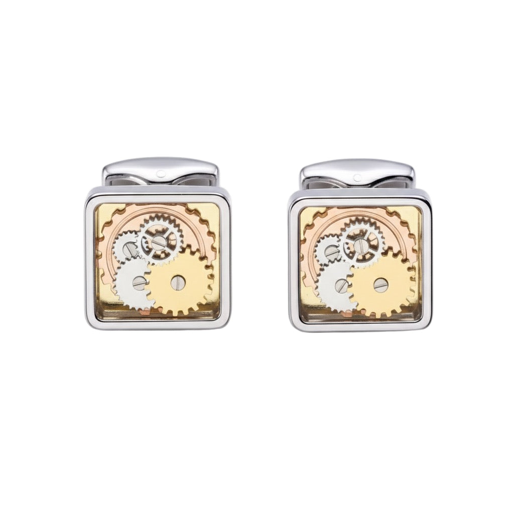 Mechanical Silver Gear Cufflinks -The Art of Still Precision