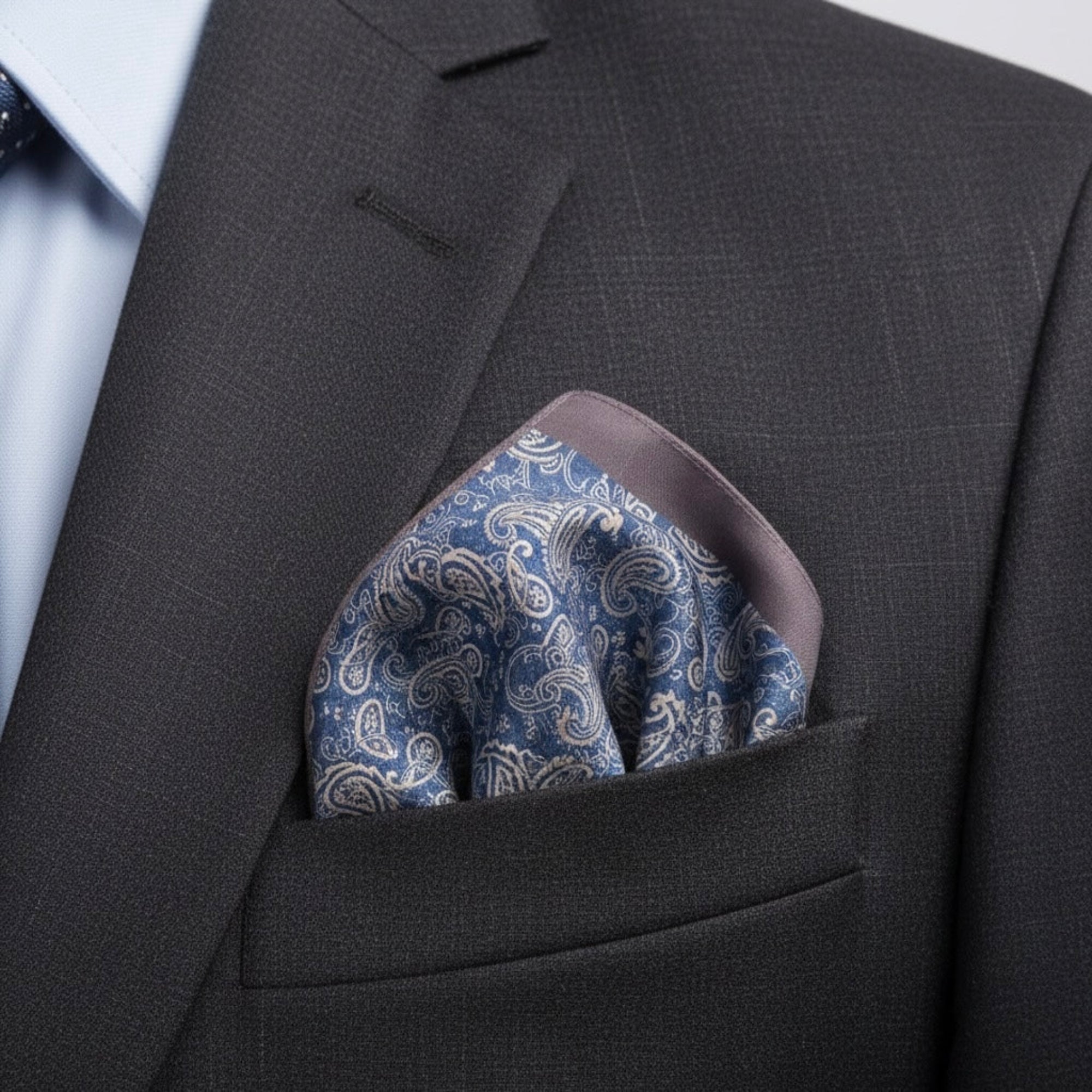Silvermist Paisley Reversible Pocket Square