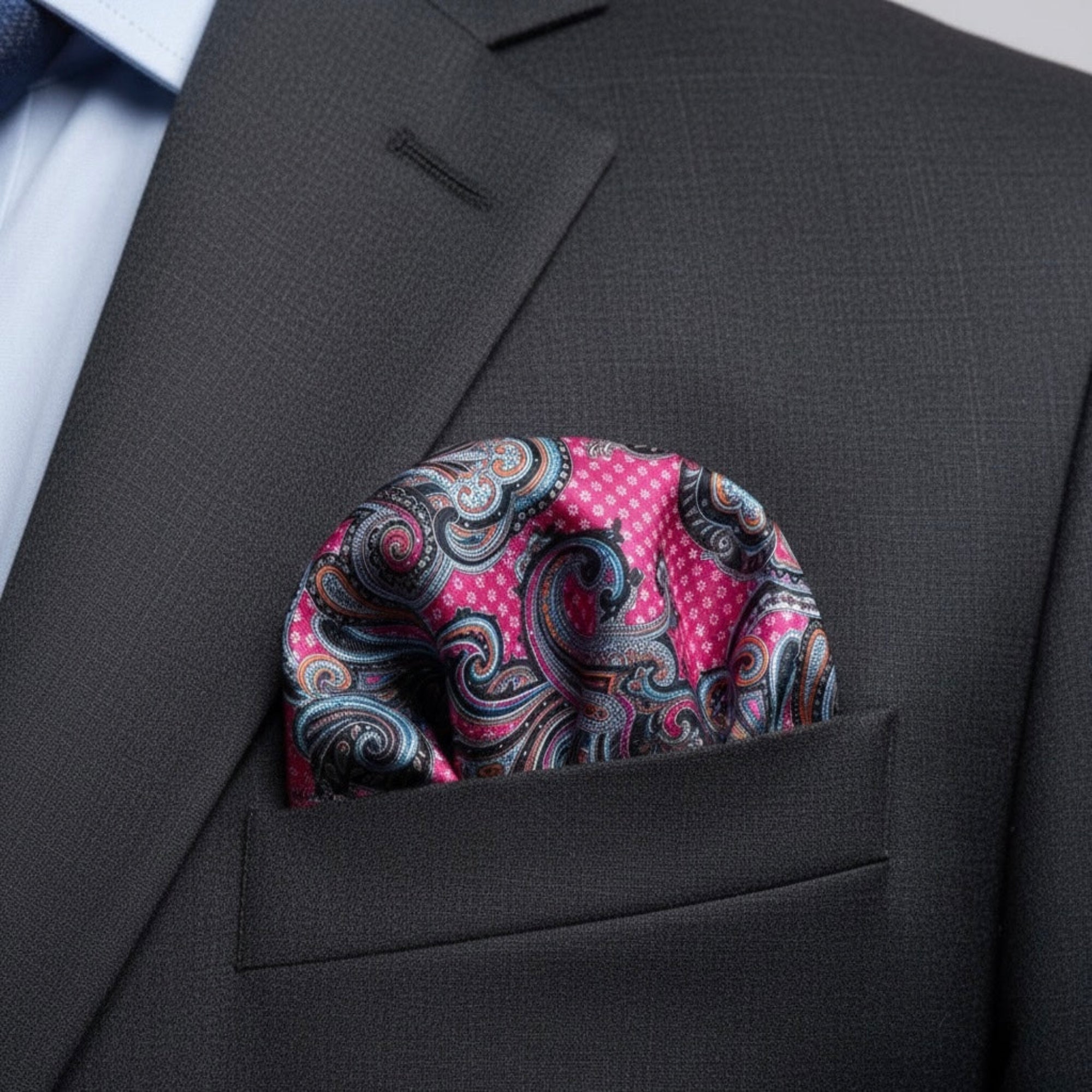 Crimson Midnight Paisley Reversible Pocket Square