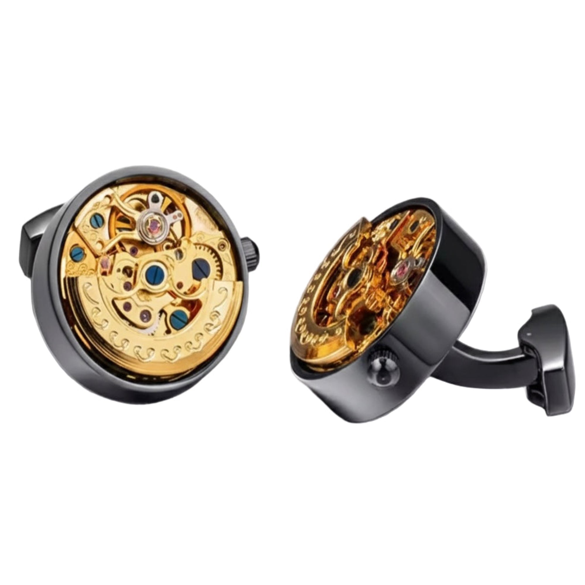 Mechanical Movement Cufflinks – Black & Gold Edition
