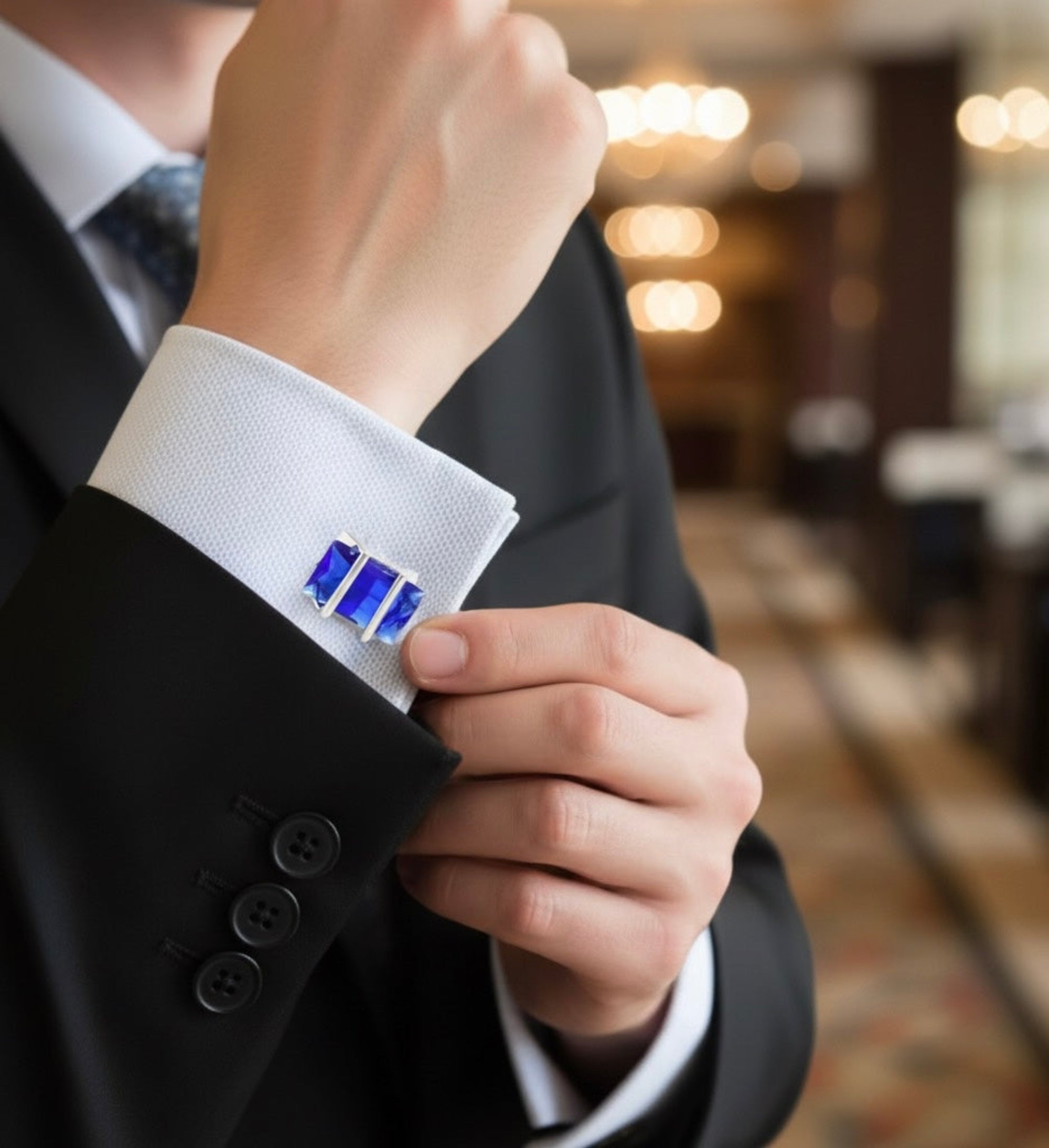 Blue Sapphire Glass Cufflinks