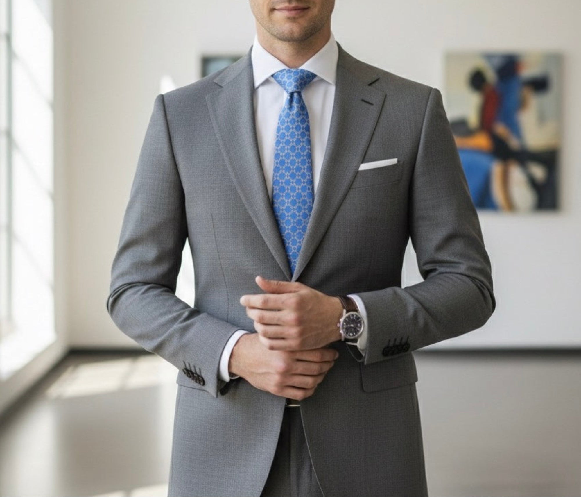 The Sky Grid Silk Necktie