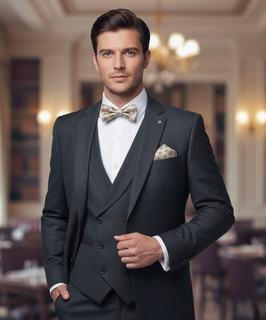 The Champagne Midnight Floral Silk-Touch Satin Tie · Bow Tie · Pocket Square · Cufflinks Presented in a Premium Gift Box