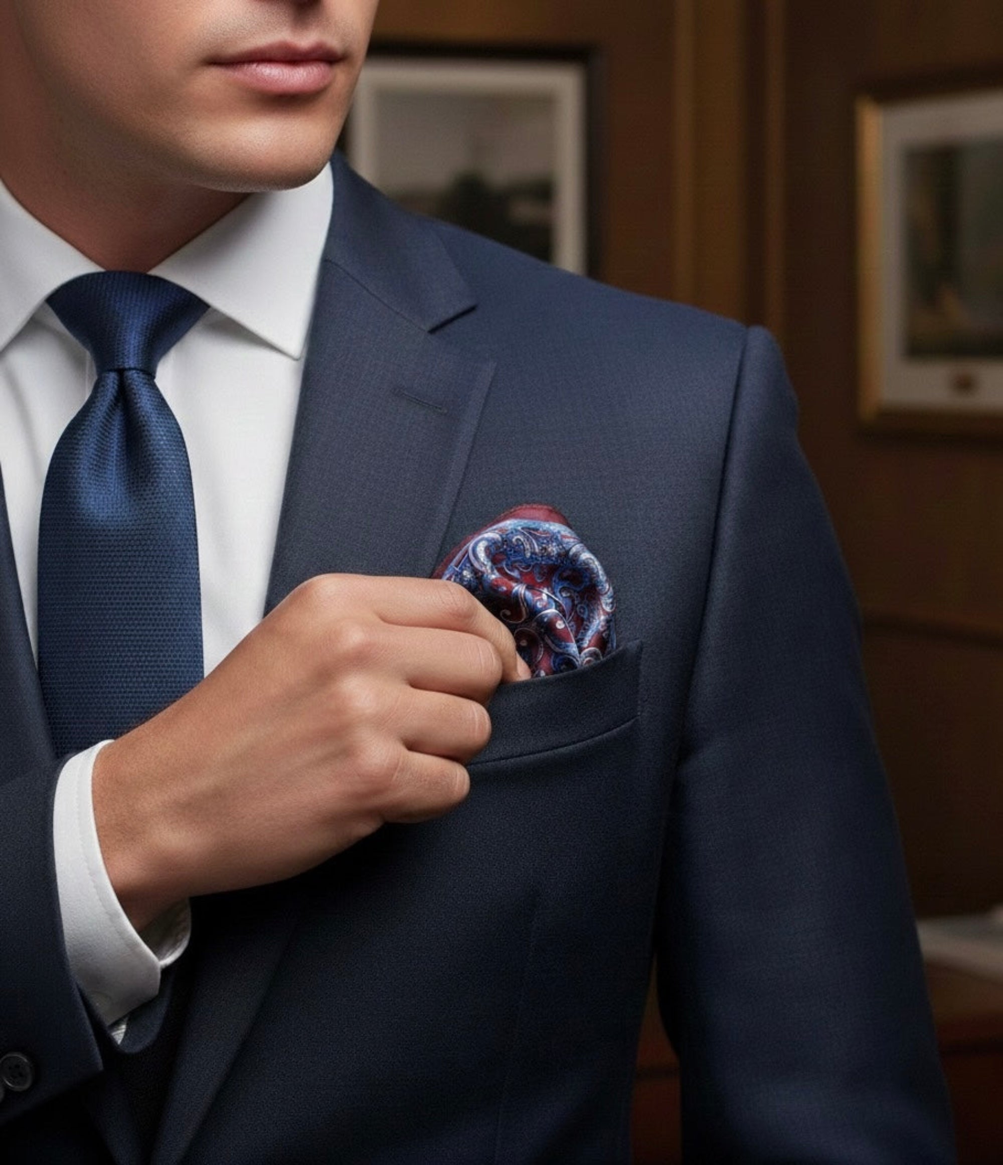 The Maroon & Blue Silk Royal Symphony Square