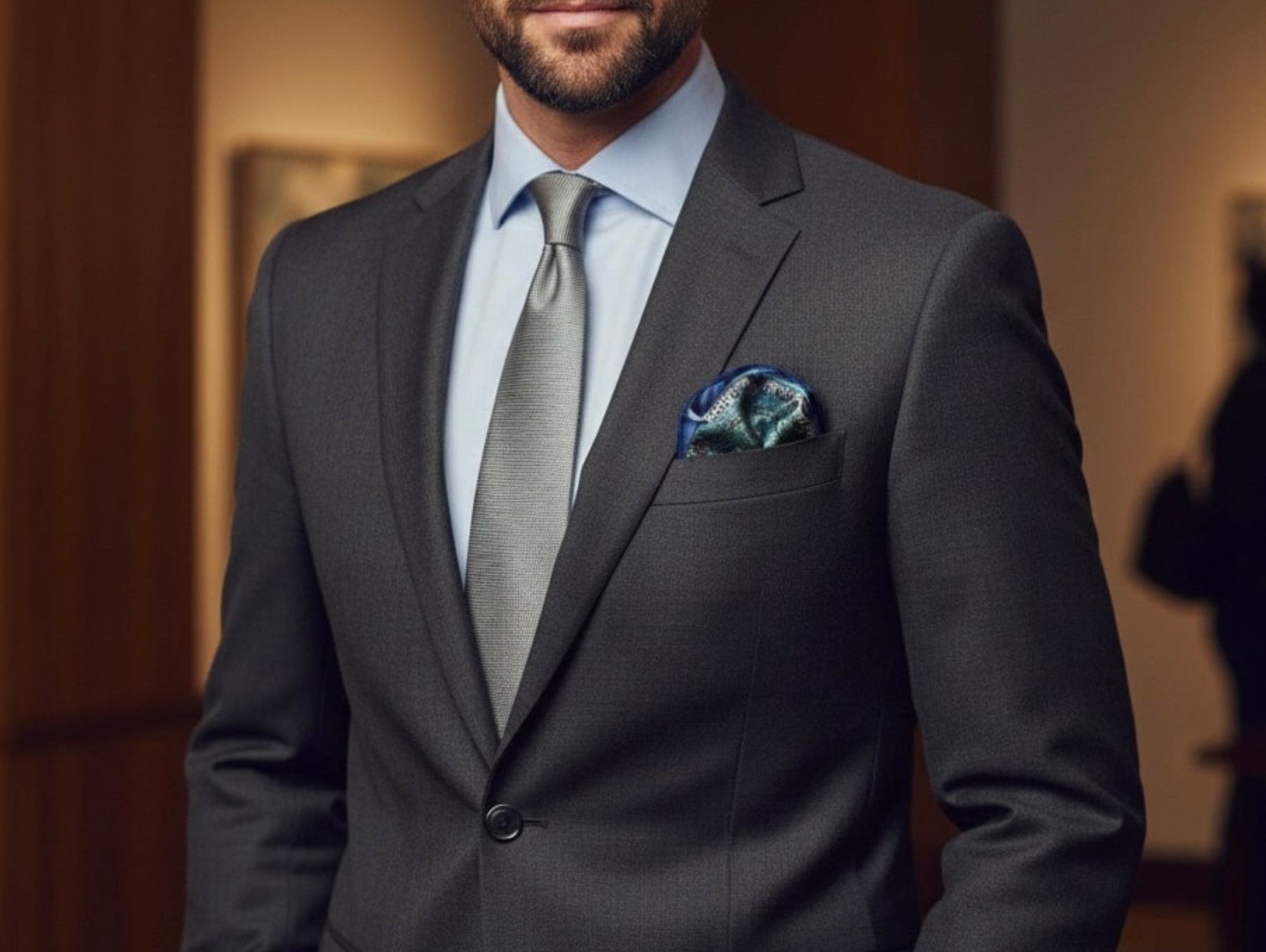 Elegant Story — Silk Blue & Teal Regal Paisley Pocket Square