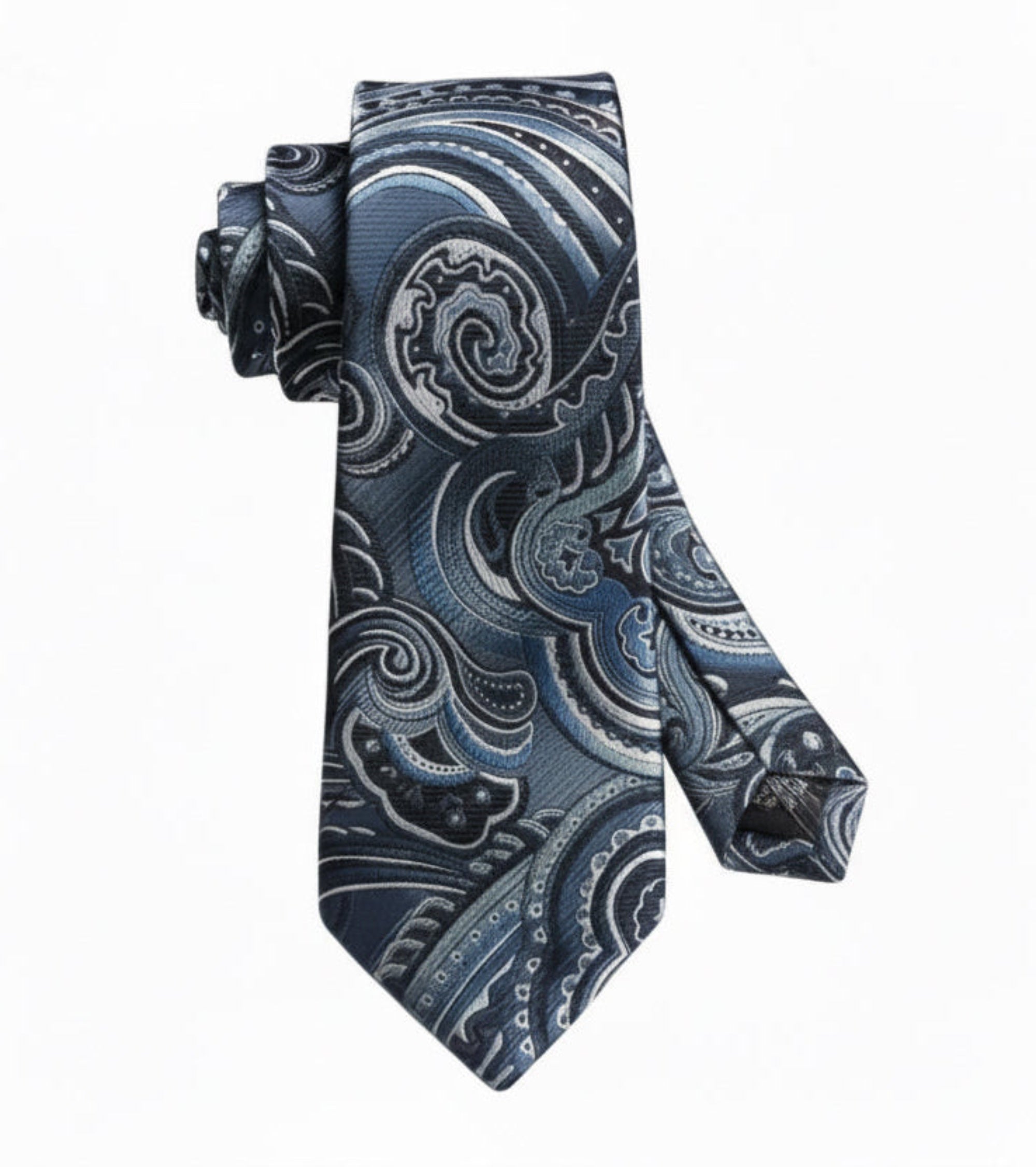 Prestige Blue Silk Paisley Set — 100% Silk Tie, Pocket Square & Cufflinks (Gift Box Included)