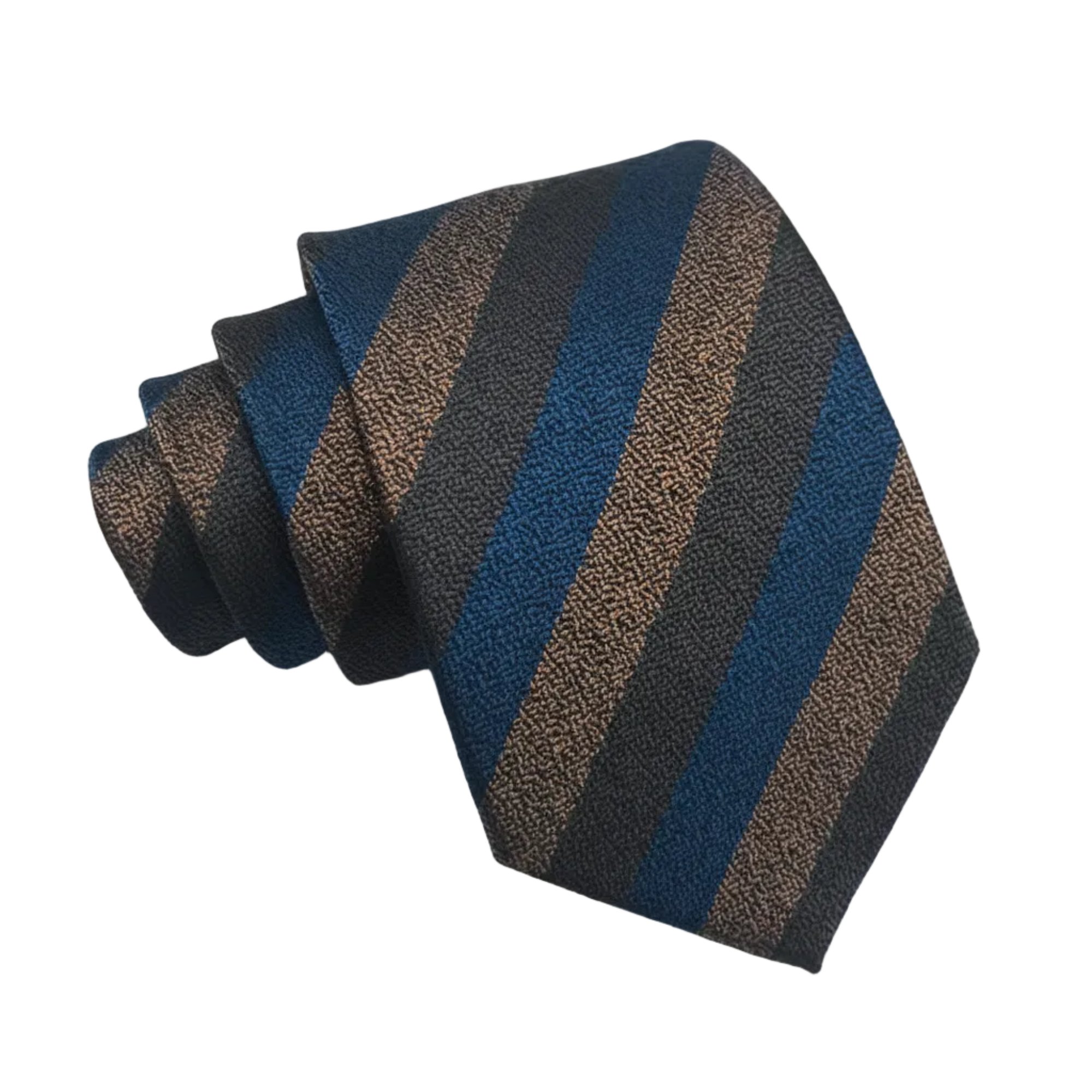 Navy & Brown Striped Necktie – Quiet Gentleman Edition