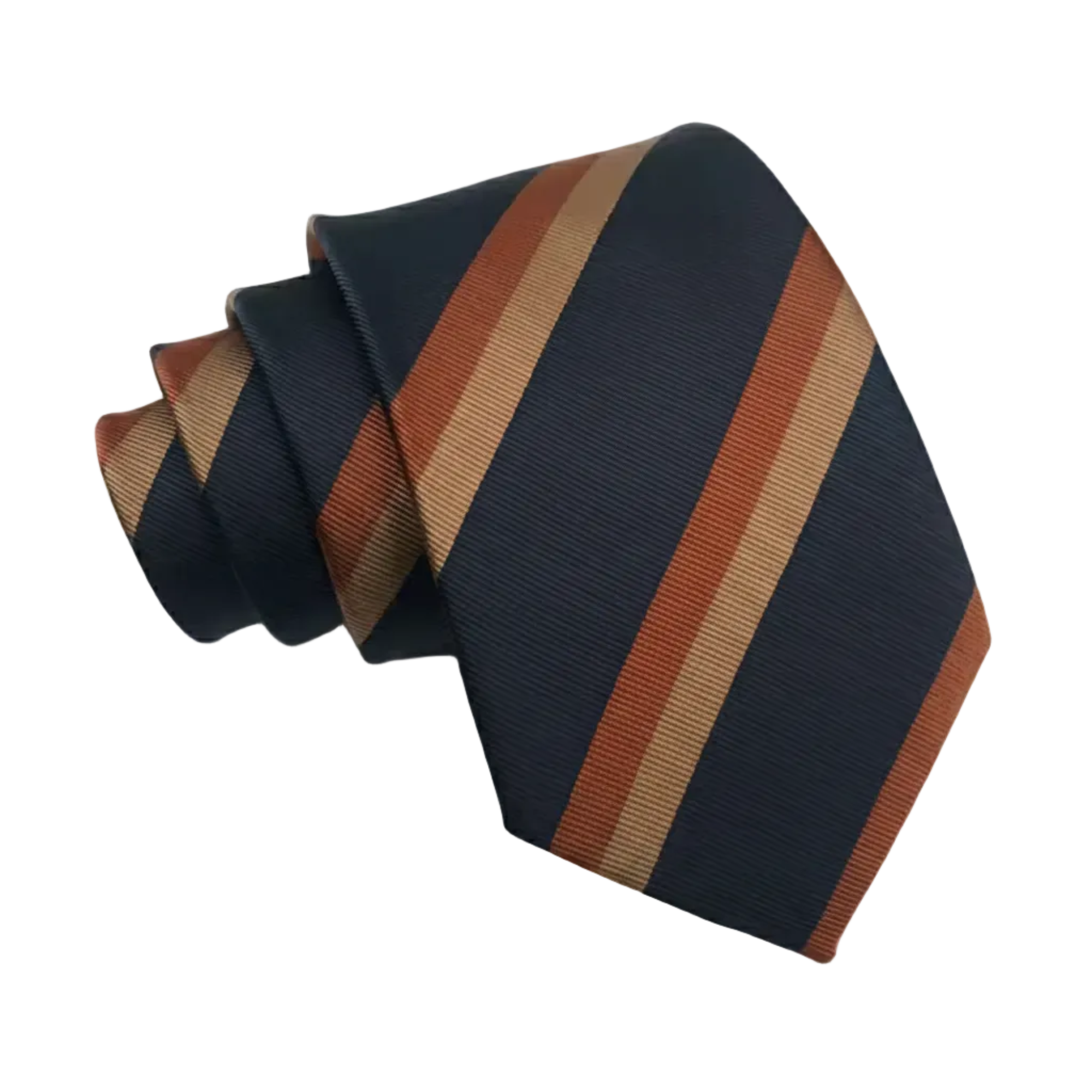 The Quiet Gentleman – Navy & Brown Three-Stripe Necktie