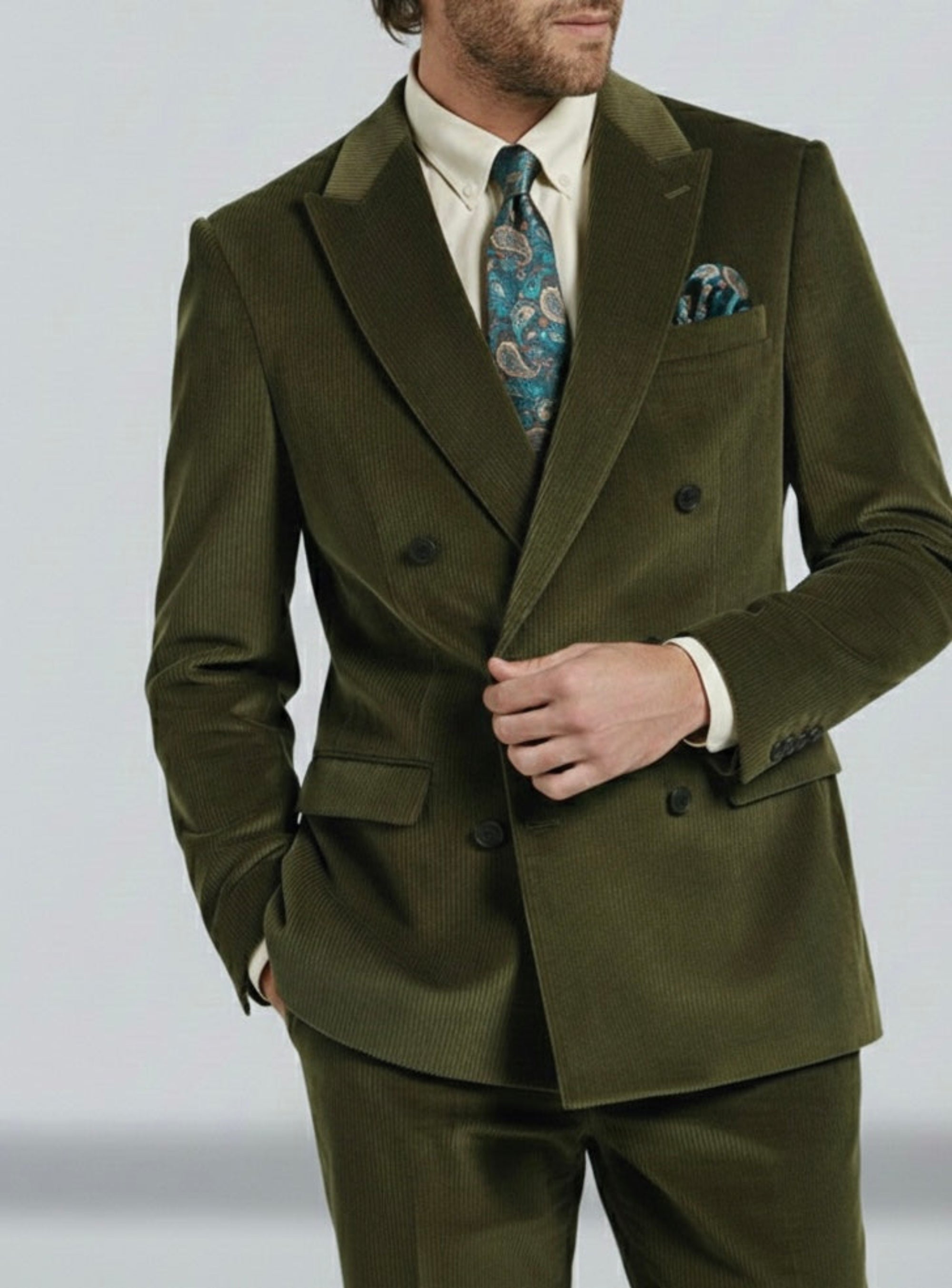 The Royal Teal Paisley Silk Set — 100% Silk Tie + Pocket Square + Cufflinks + Tie Clip (Gift Box Included)