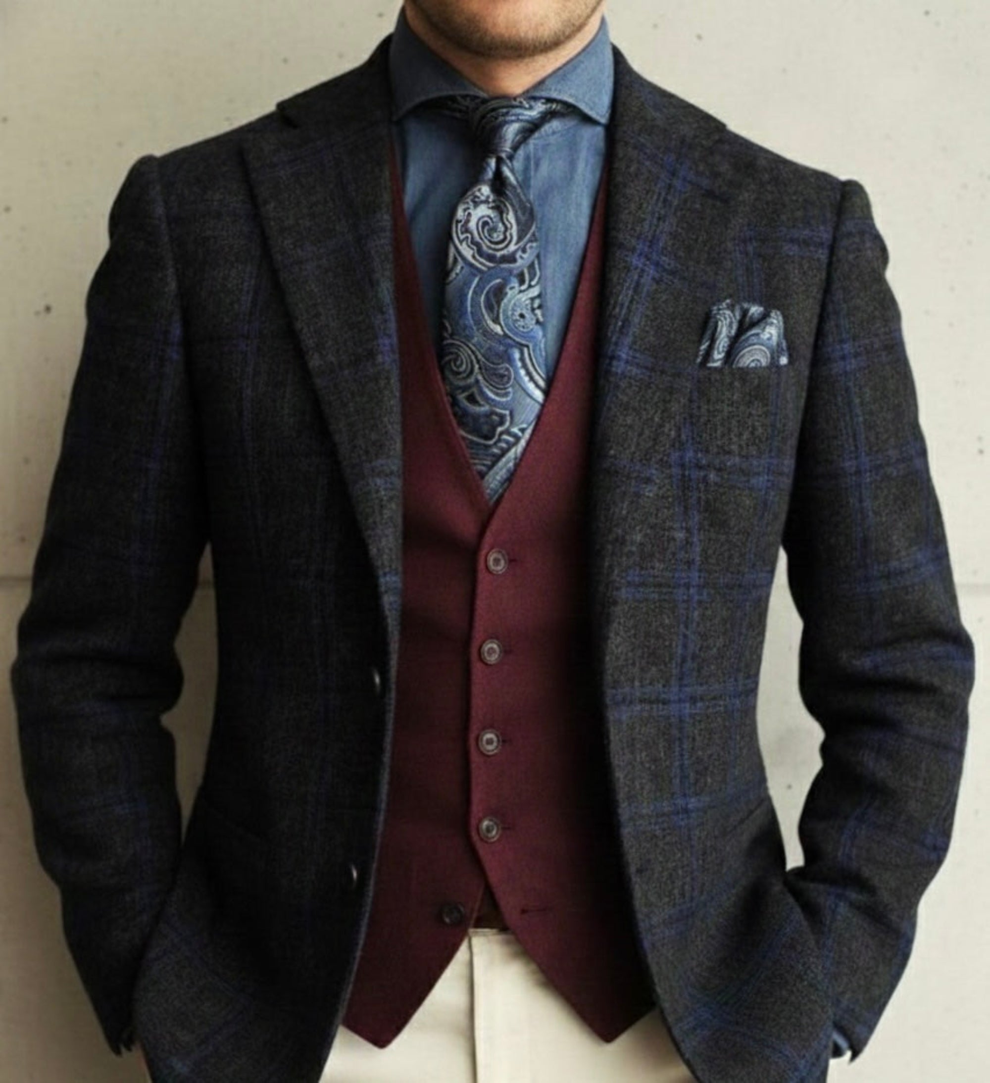 Prestige Blue Silk Paisley Set — 100% Silk Tie, Pocket Square & Cufflinks (Gift Box Included)