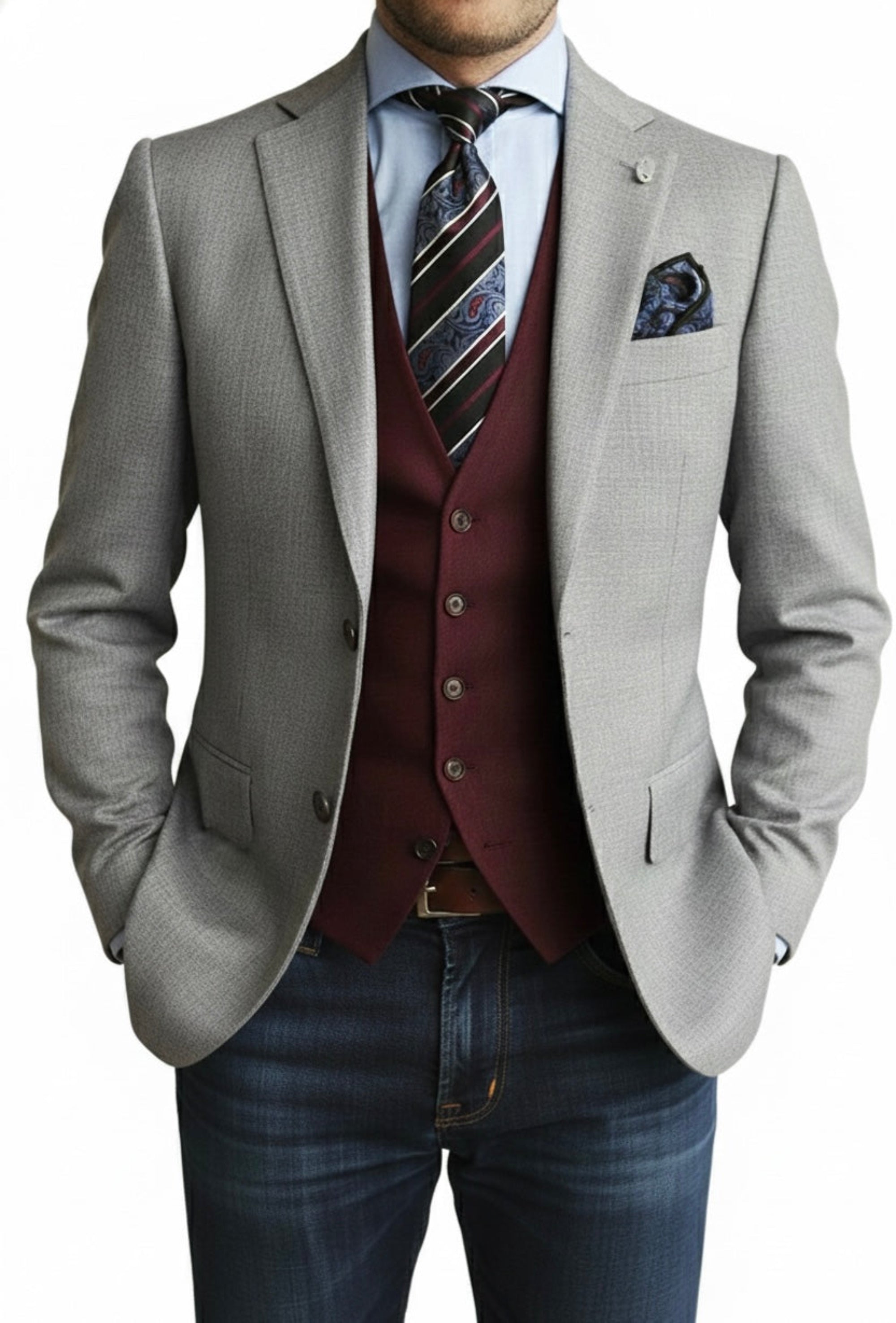The Silk Prestige Paisley Silk Gift Set — 100% Silk Tie + Pocket Square + Cufflinks + Tie Clip (Gift Box Included)