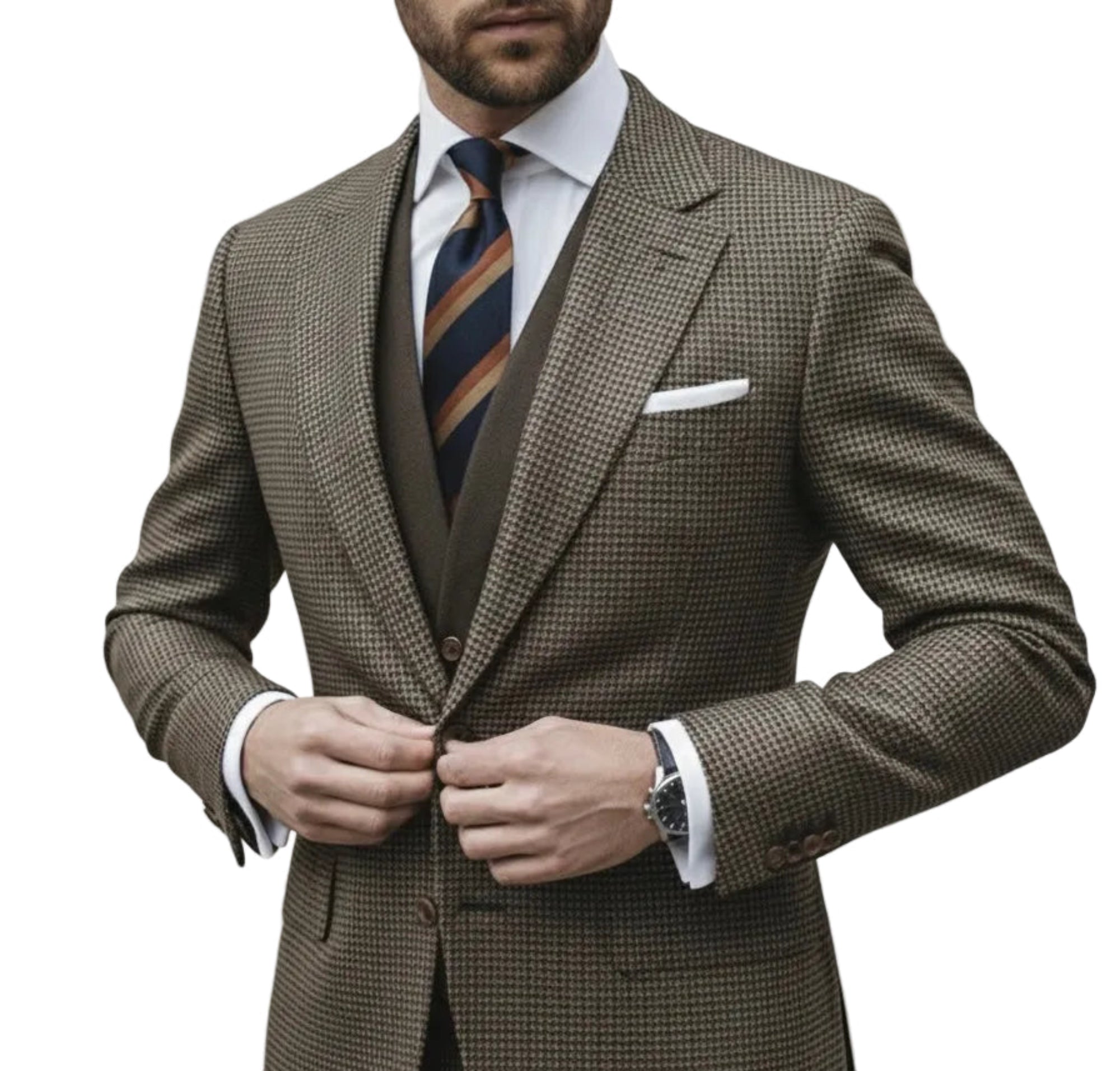 The Quiet Gentleman – Navy & Brown Three-Stripe Necktie