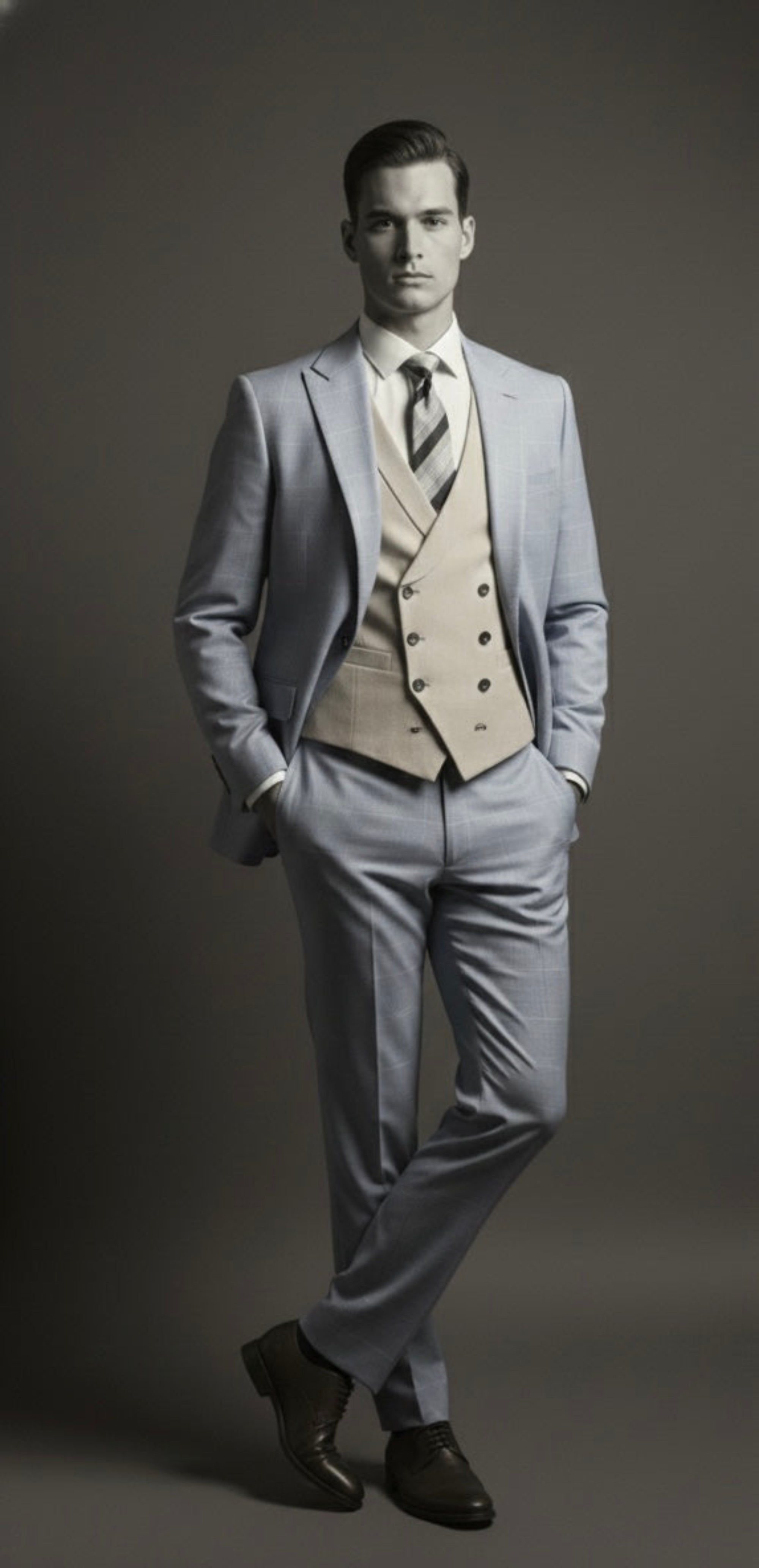 Black & Grey Plaid Stripe Silk Tie