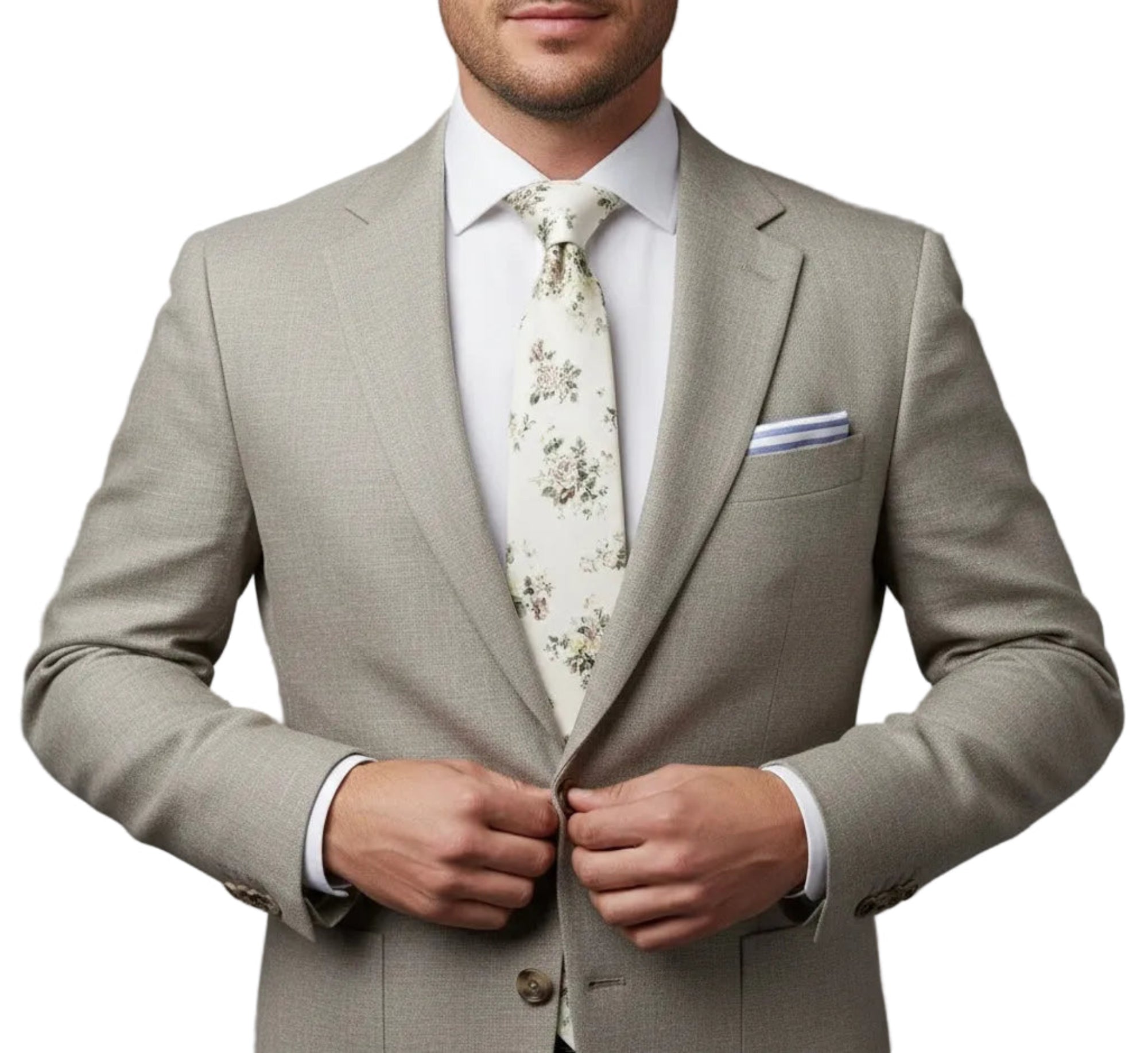 The Garden Ceremony Tie – Soft Ivory Floral