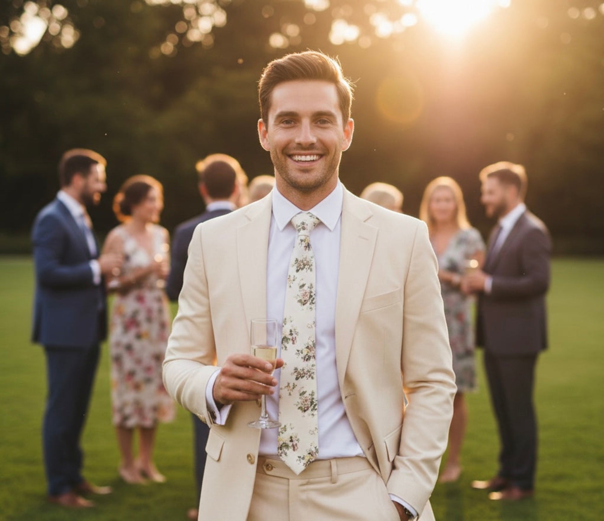 The Garden Ceremony Tie – Soft Ivory Floral
