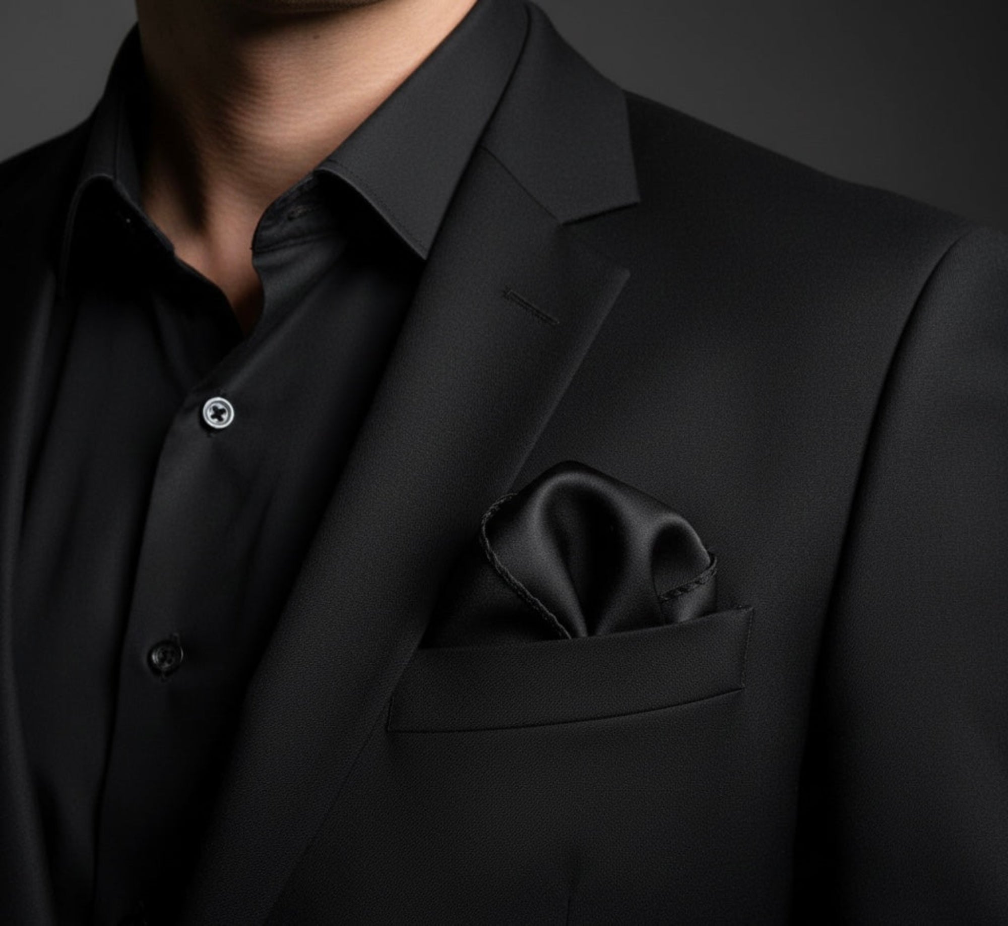 The Black Silk Pocket Square