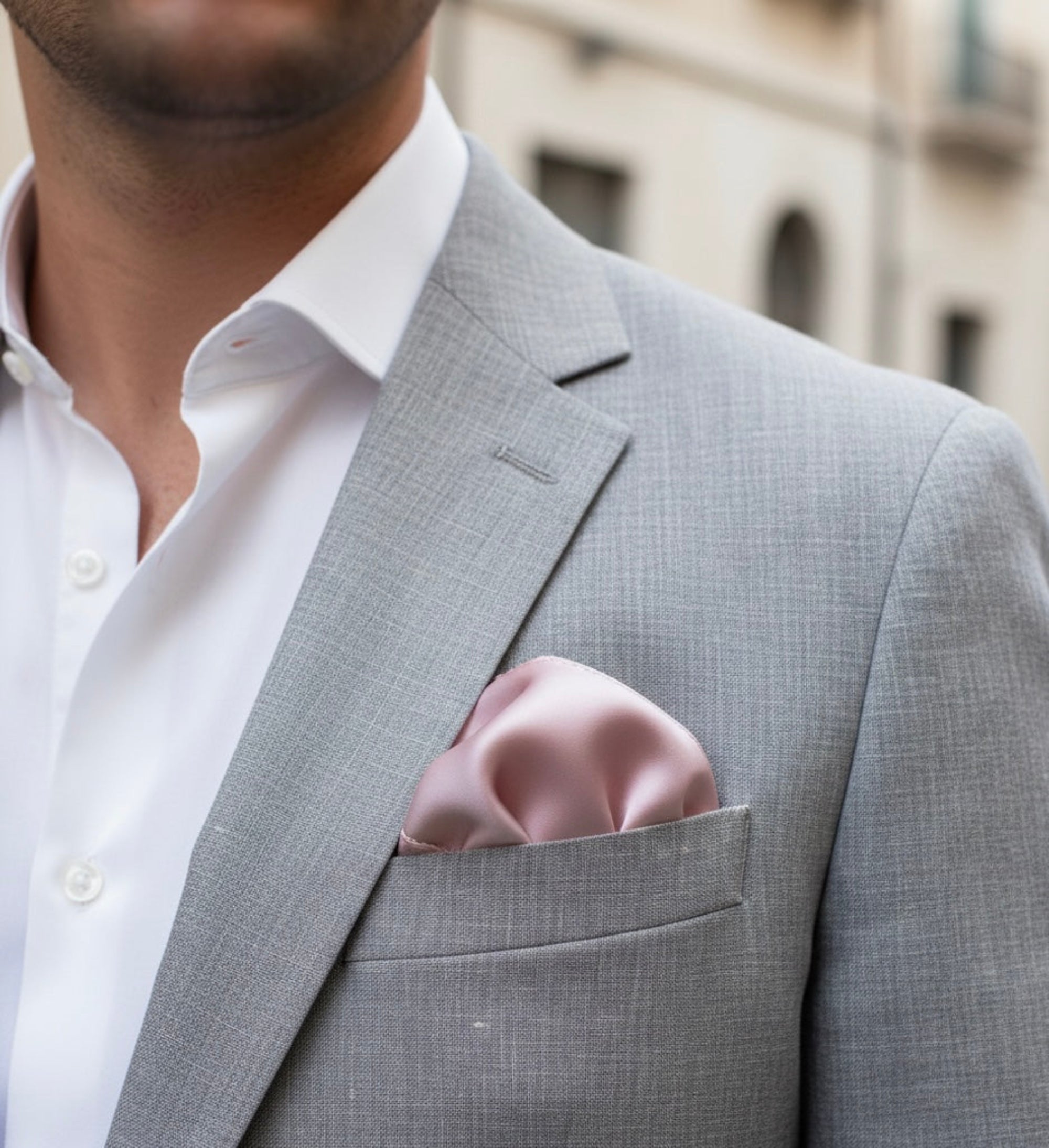 Soft Blush Silk Pocket Square