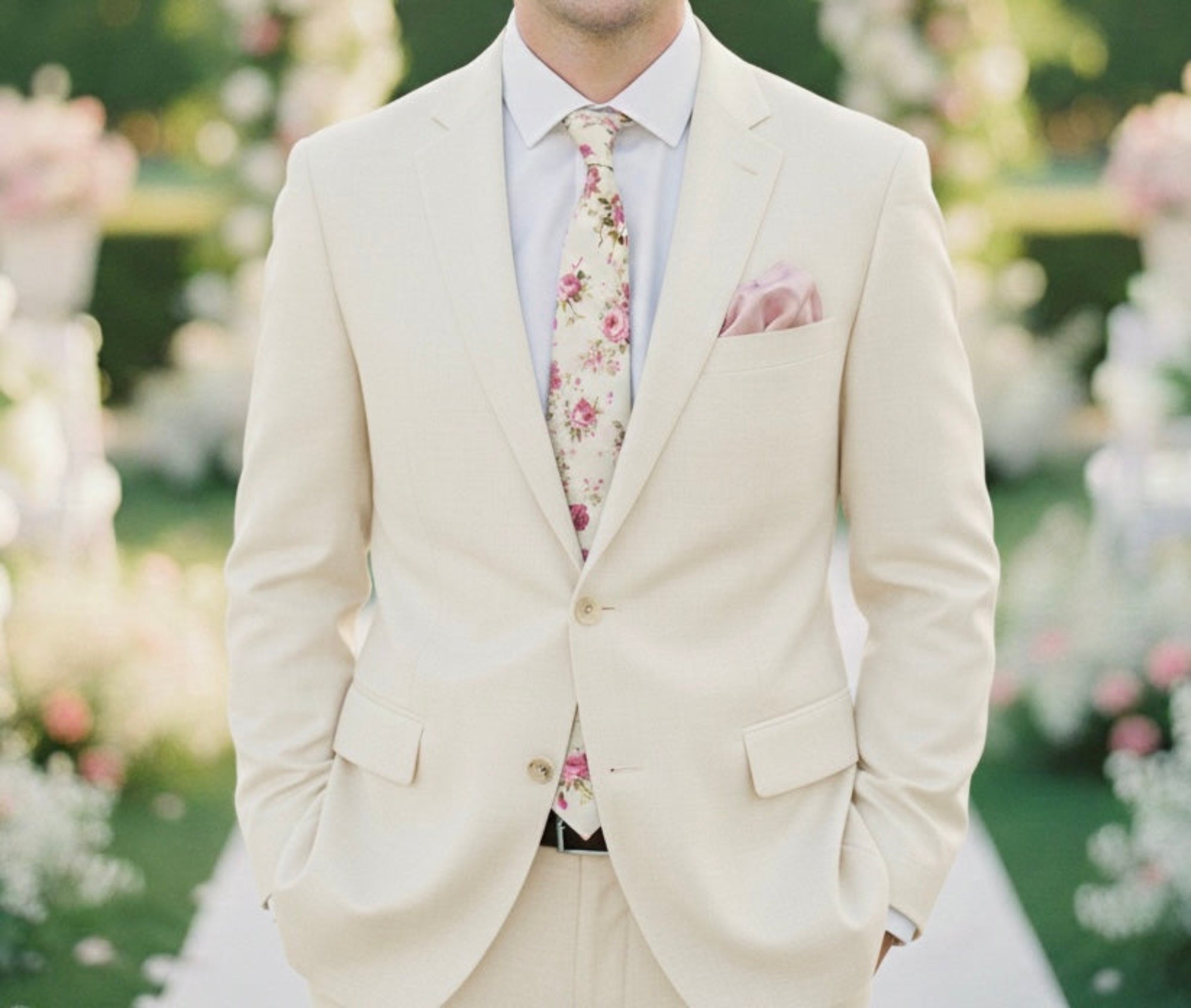 Soft Blush Silk Pocket Square