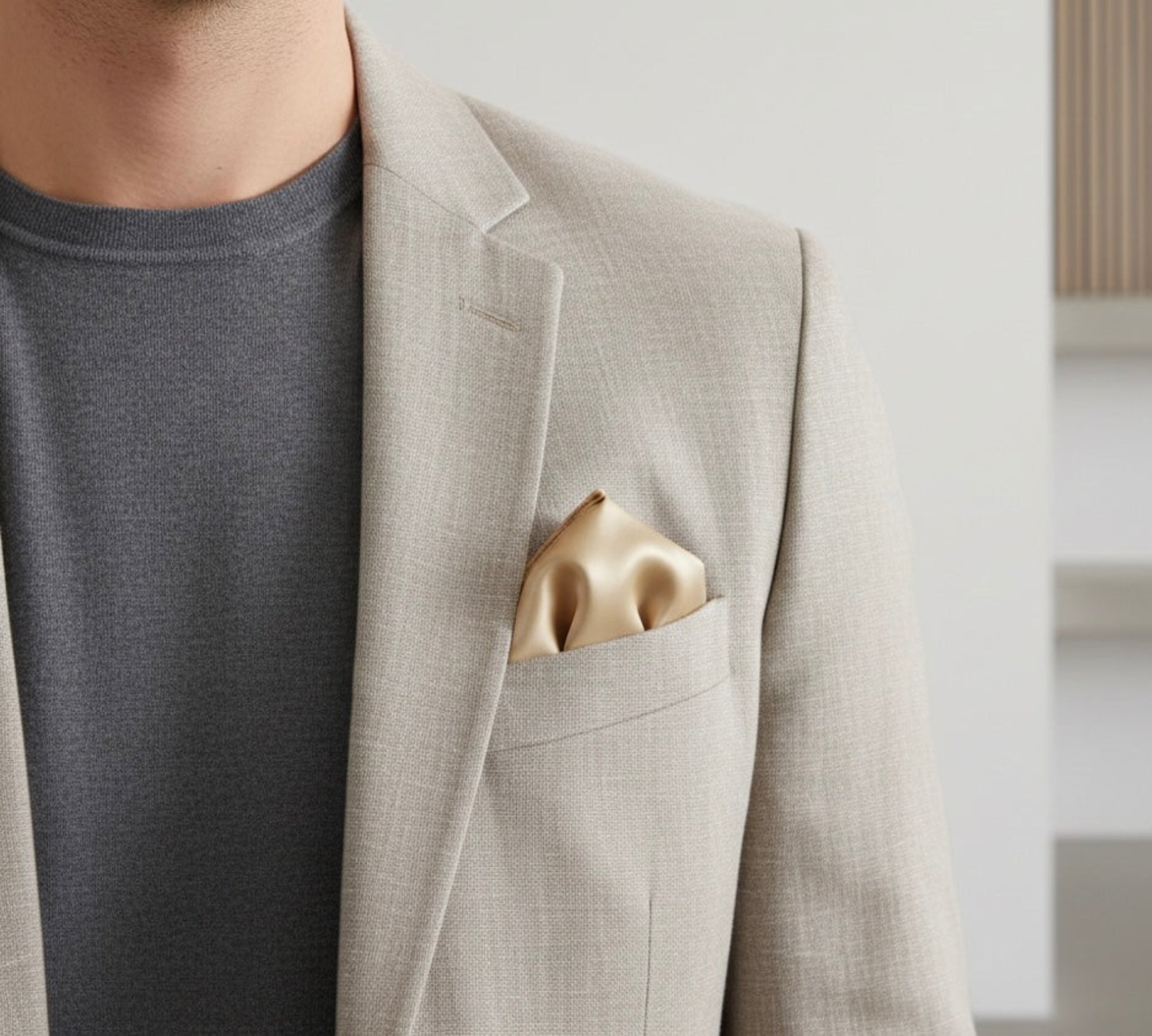 Champagne Silk Pocket Square