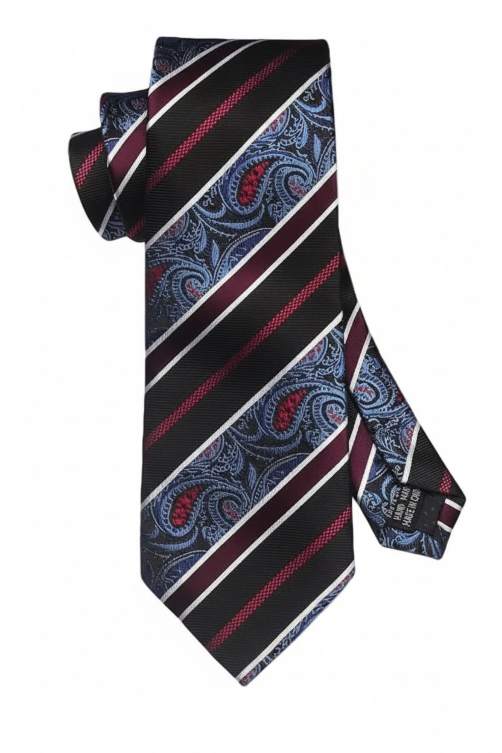The Silk Prestige Paisley Silk Gift Set — 100% Silk Tie + Pocket Square + Cufflinks + Tie Clip (Gift Box Included)