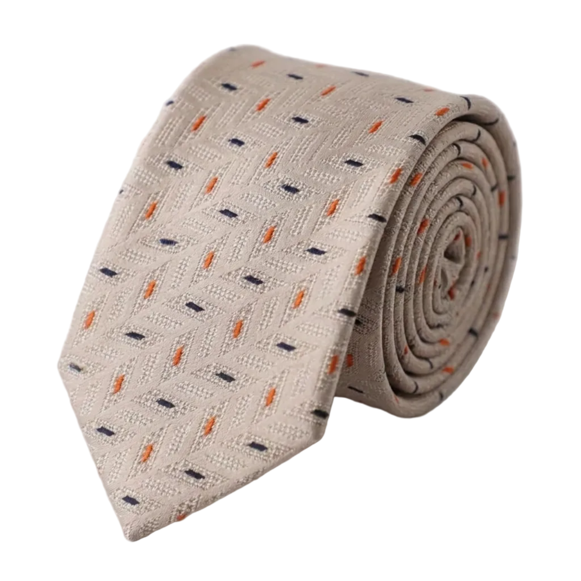 Soft Geometry Woven Men’s Tie in Sand Beige