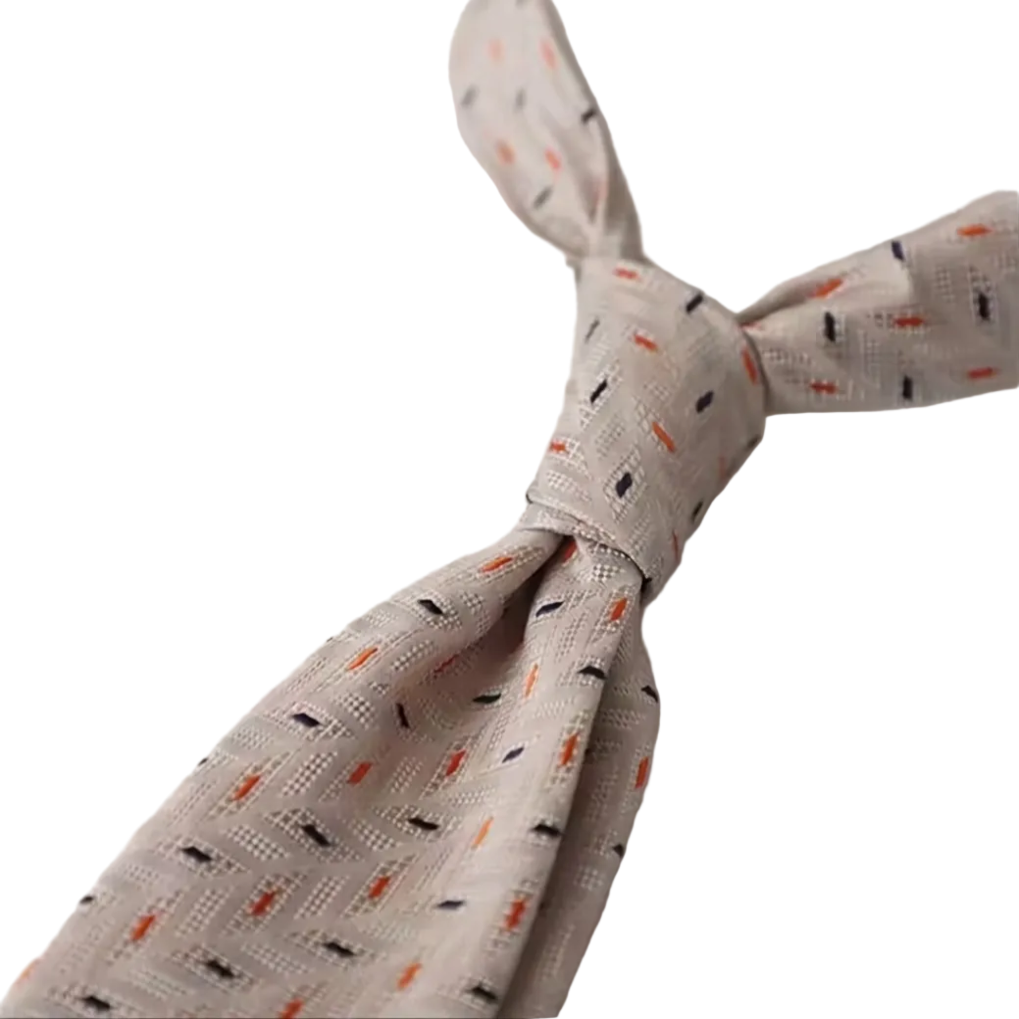 Soft Geometry Woven Men’s Tie in Sand Beige