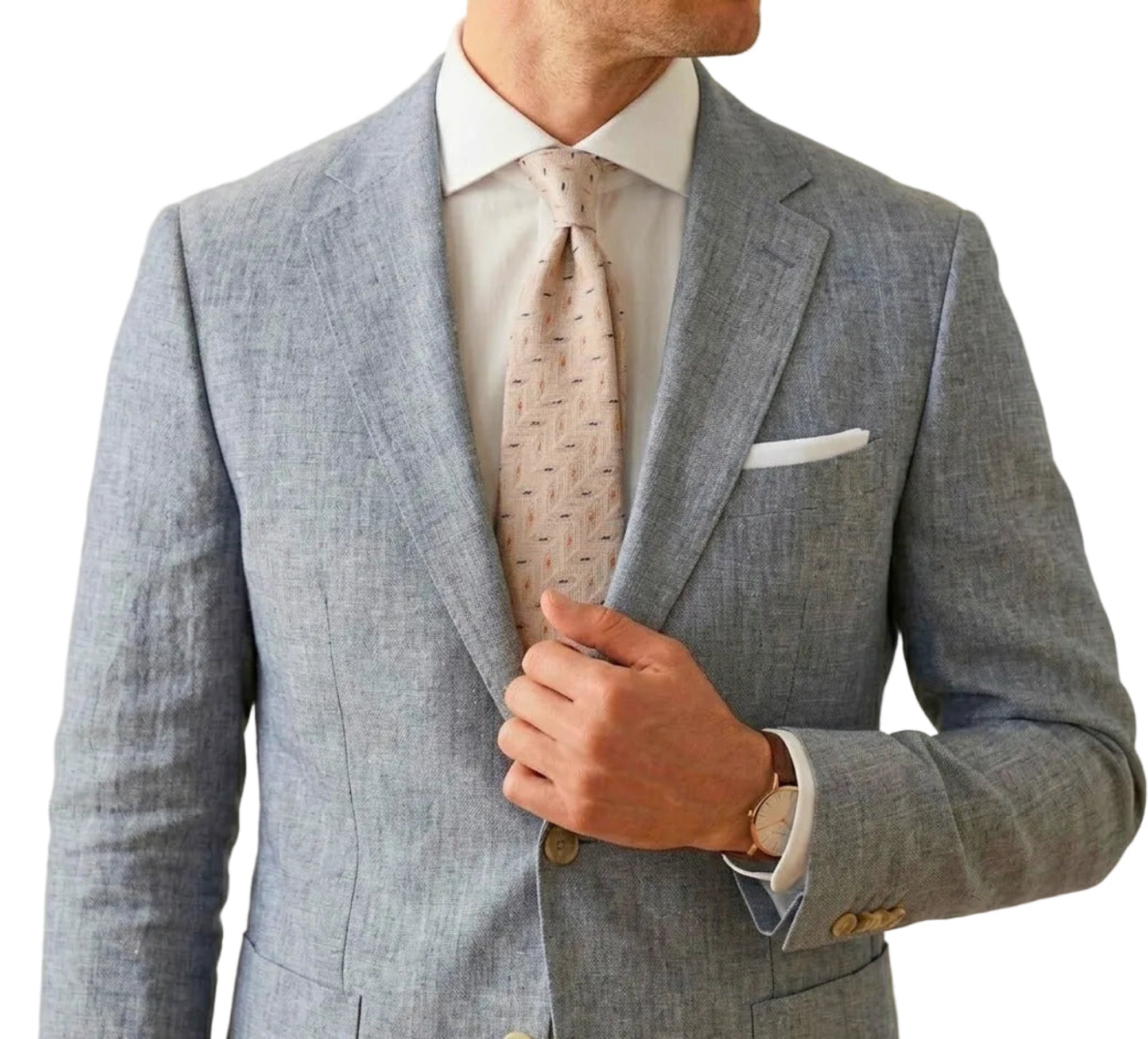 Soft Geometry Woven Men’s Tie in Sand Beige