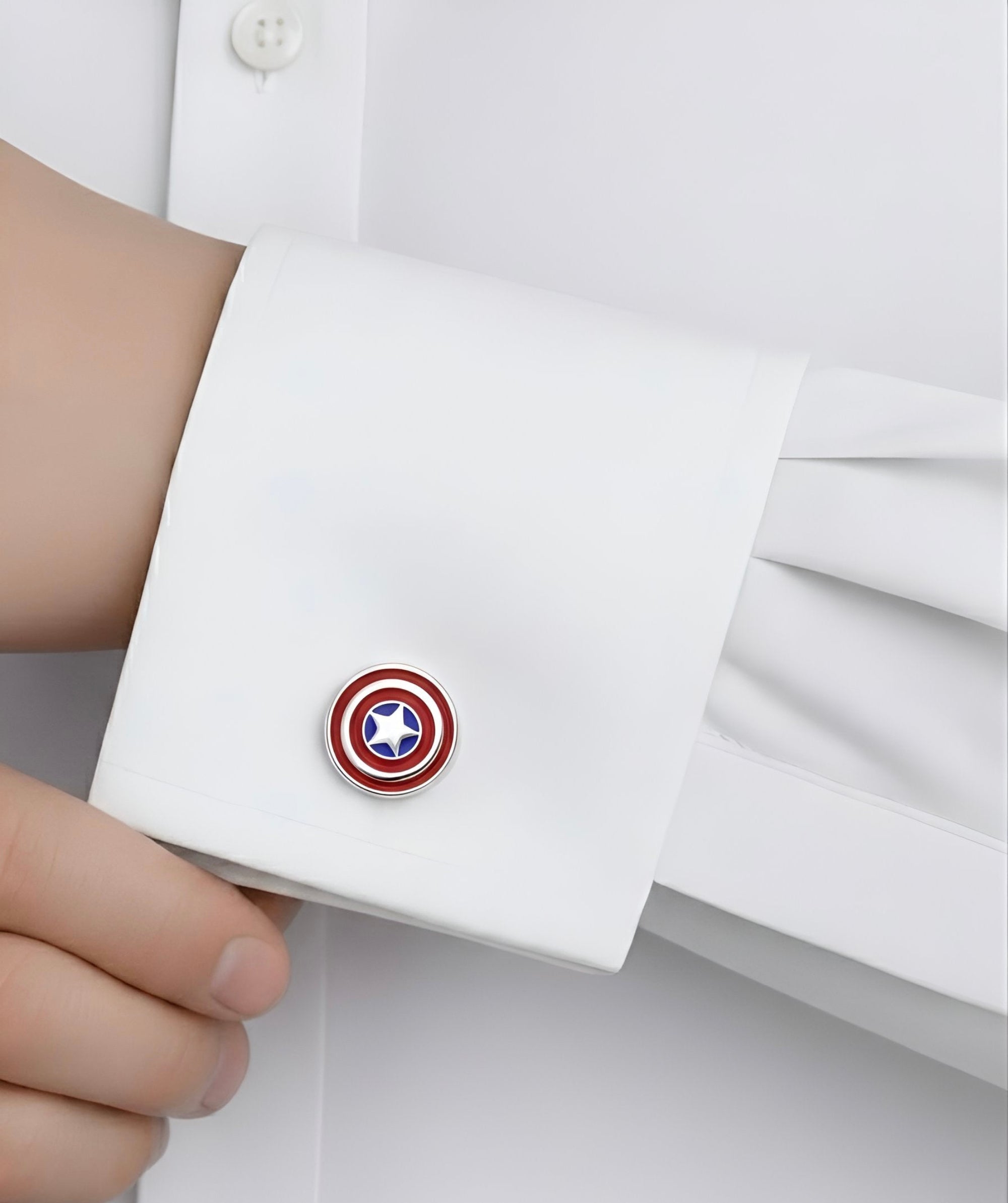 Captain American Super Hero Shield Cufflinks – Red, White & Blue Edition