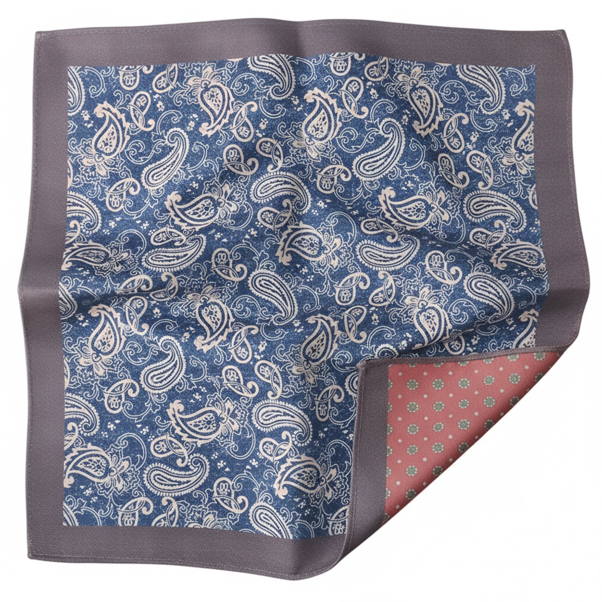 Silvermist Paisley Reversible Pocket Square