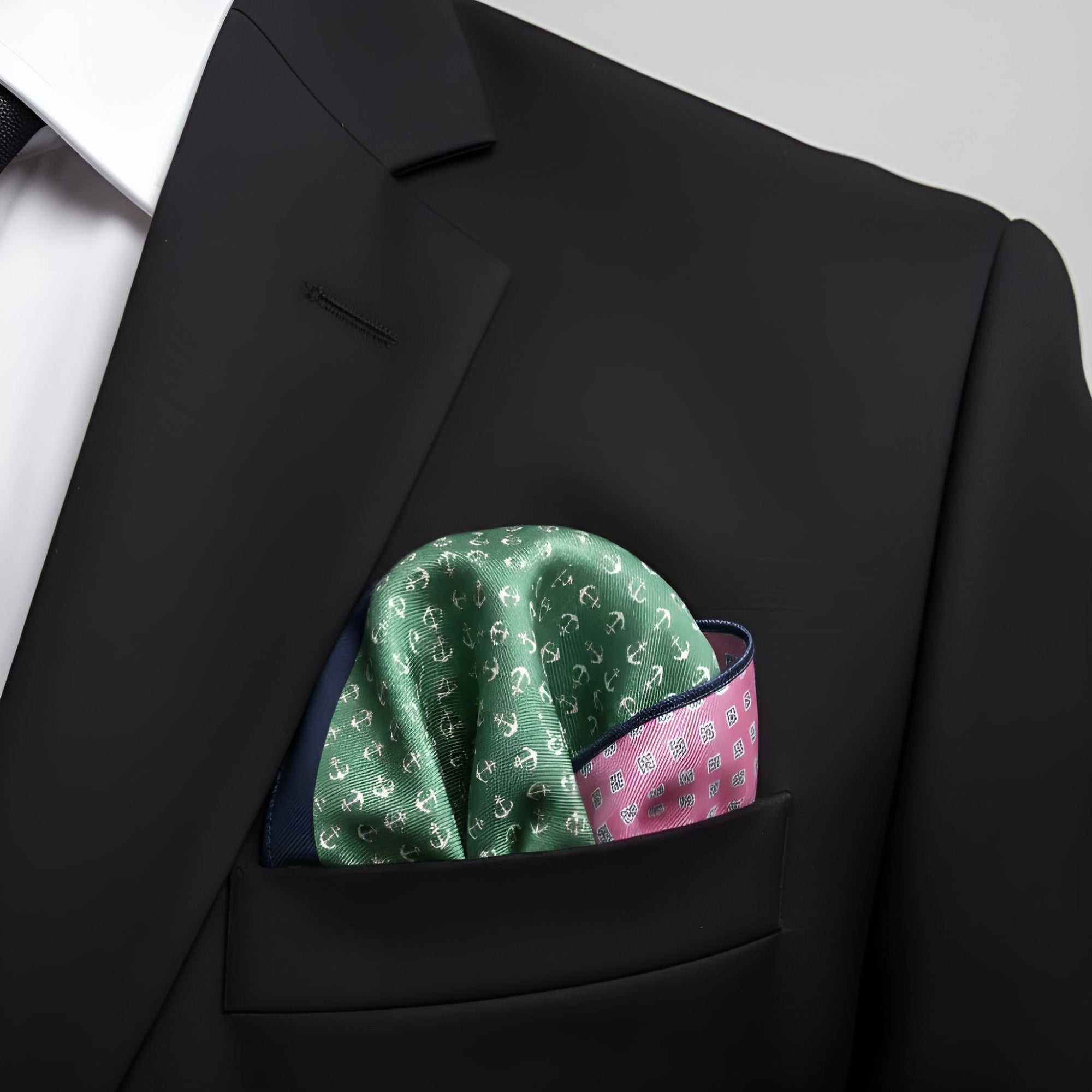 Harbor Breeze Reversible Anchor Pocket Square