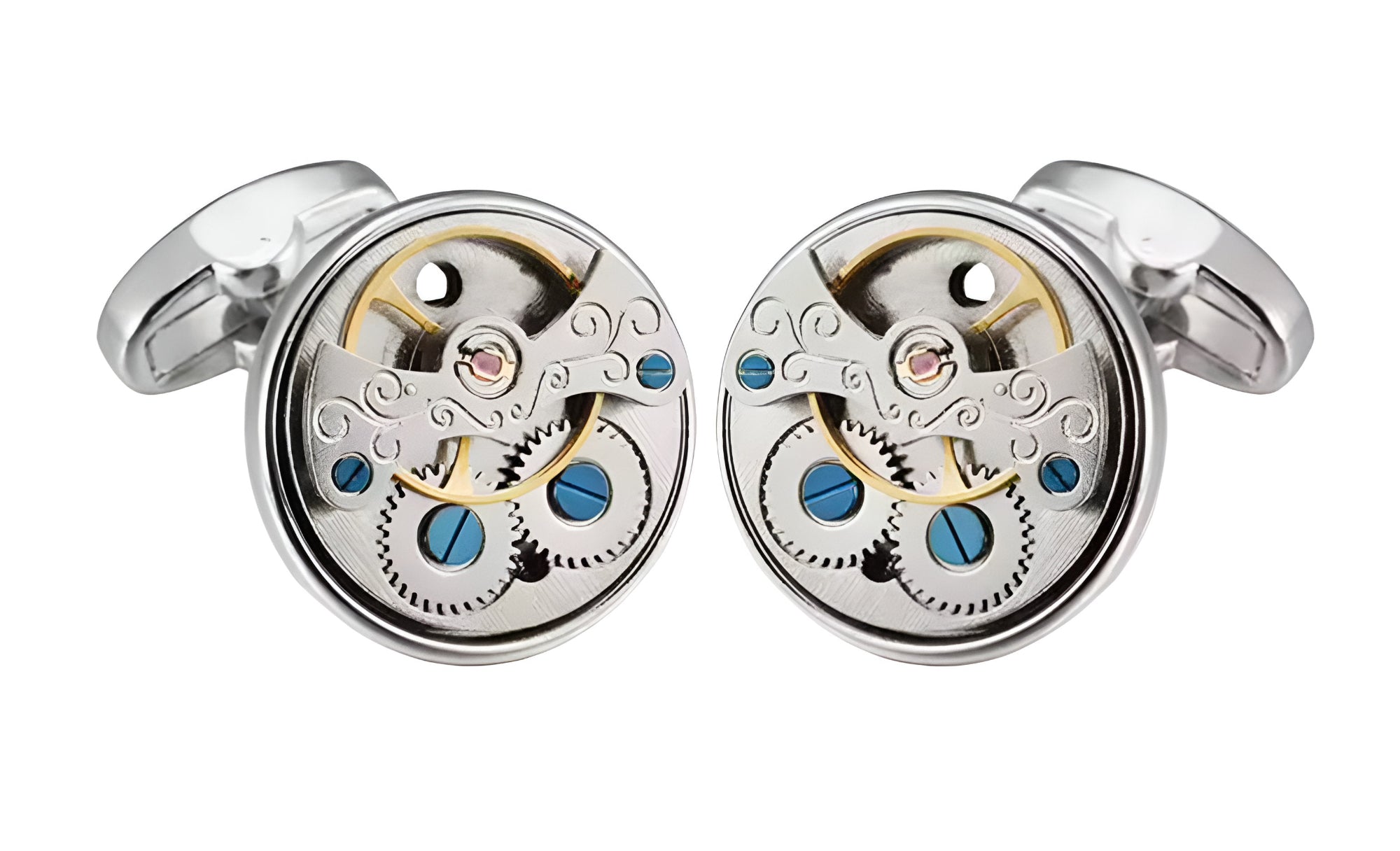 Mechanical Movement Pulse Cufflinks - Silver