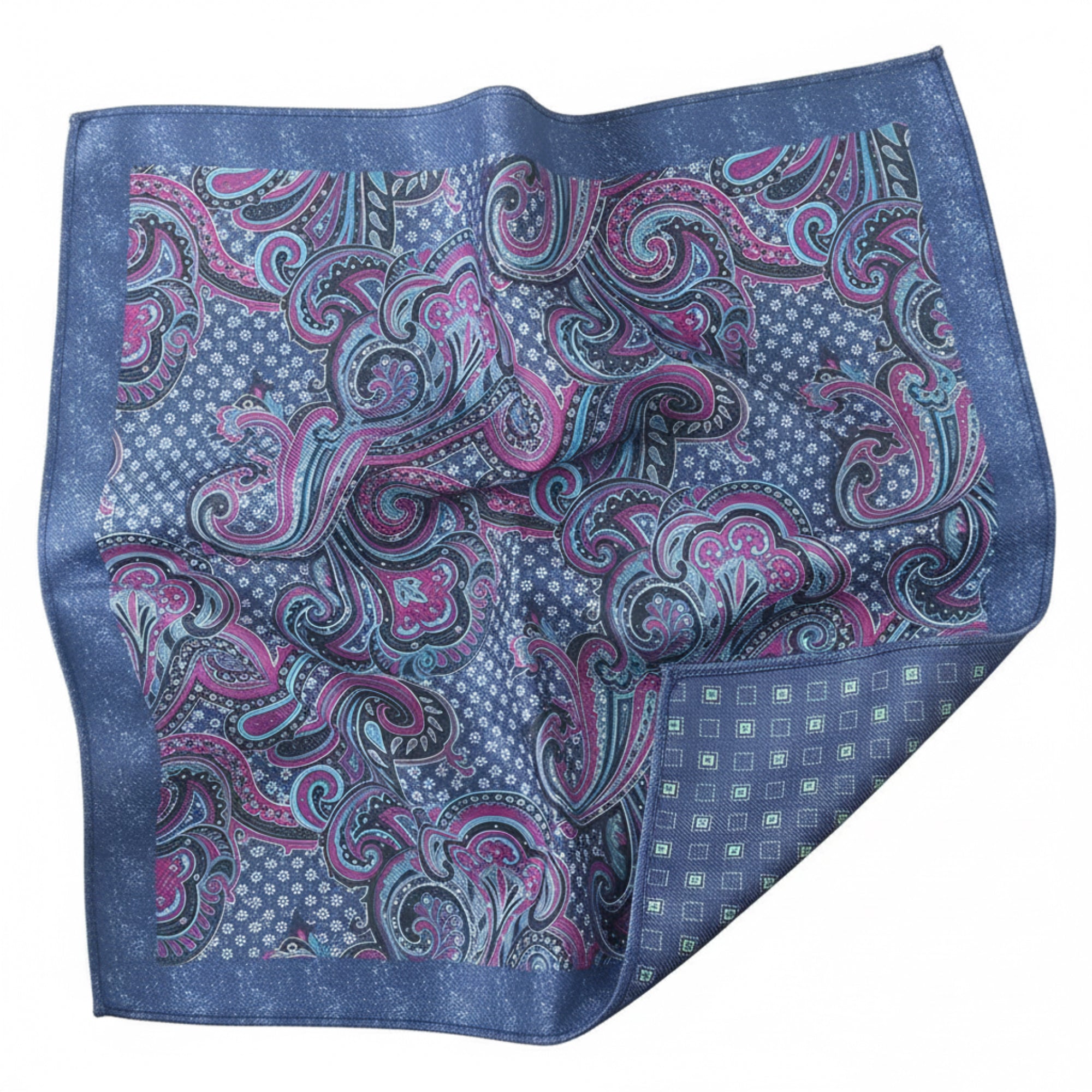 Midnight Orchid Paisley Reversible Pocket Square