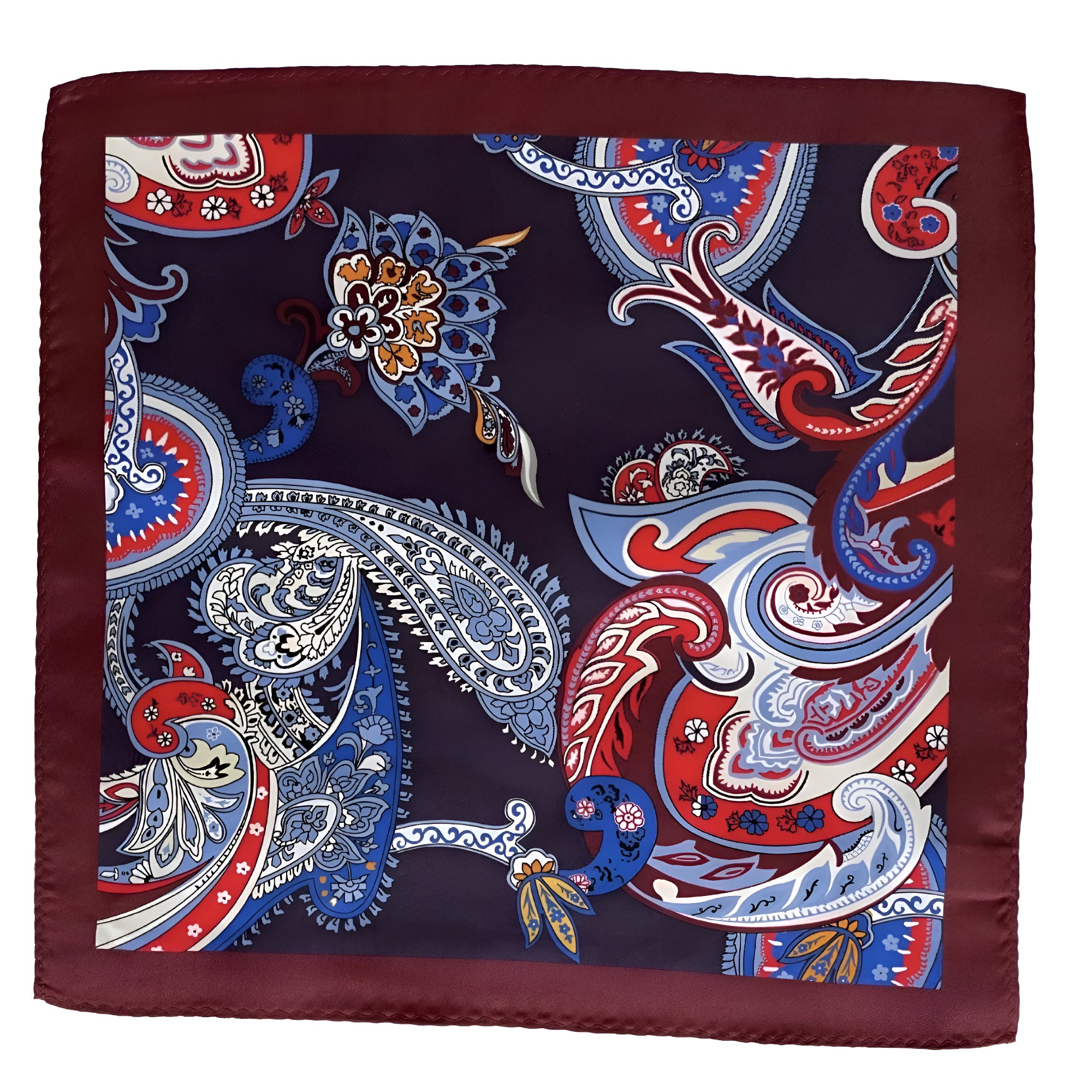 The Red, Blue & Maroon Silk Artisan Border Square