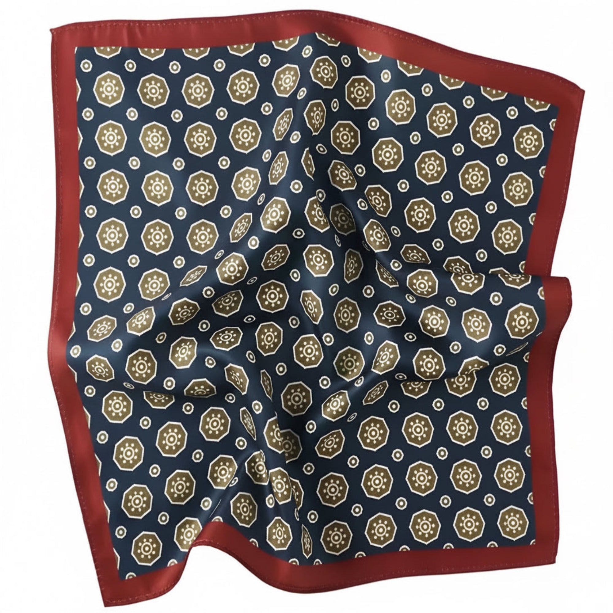 The Red-Border Regal Geometry Pocket Square