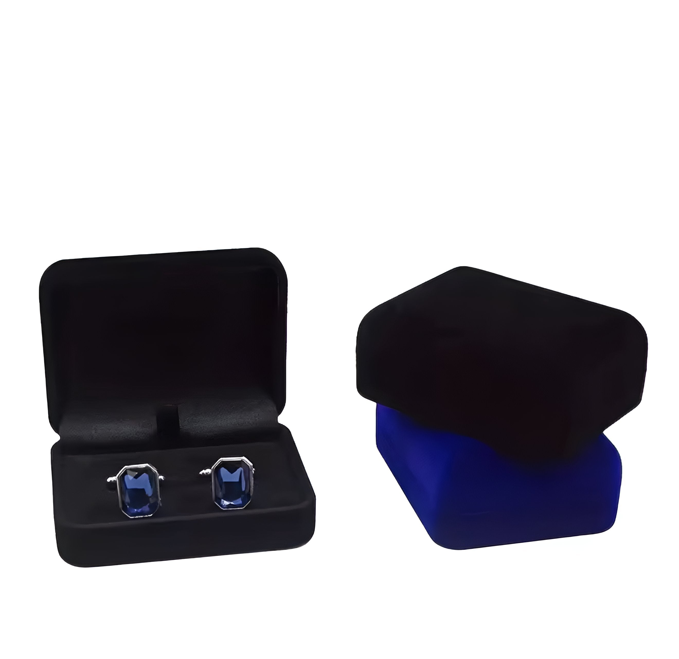 Luxury Black Velvet Cufflinks Box - The Midnight Sphere