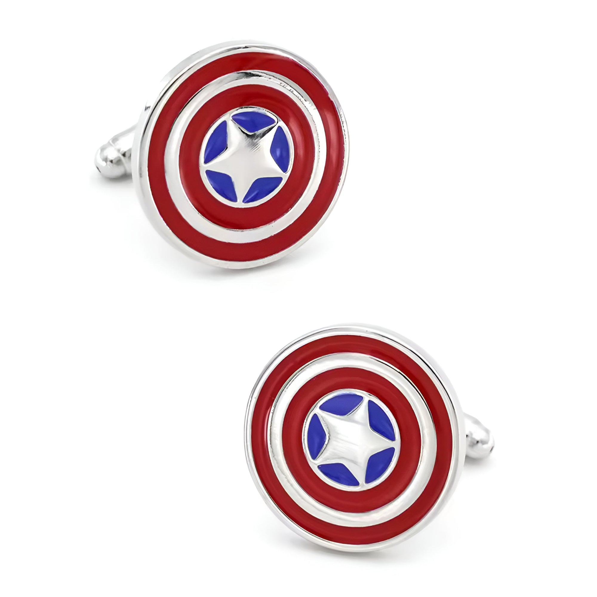 Captain American Super Hero Shield Cufflinks – Red, White & Blue Edition