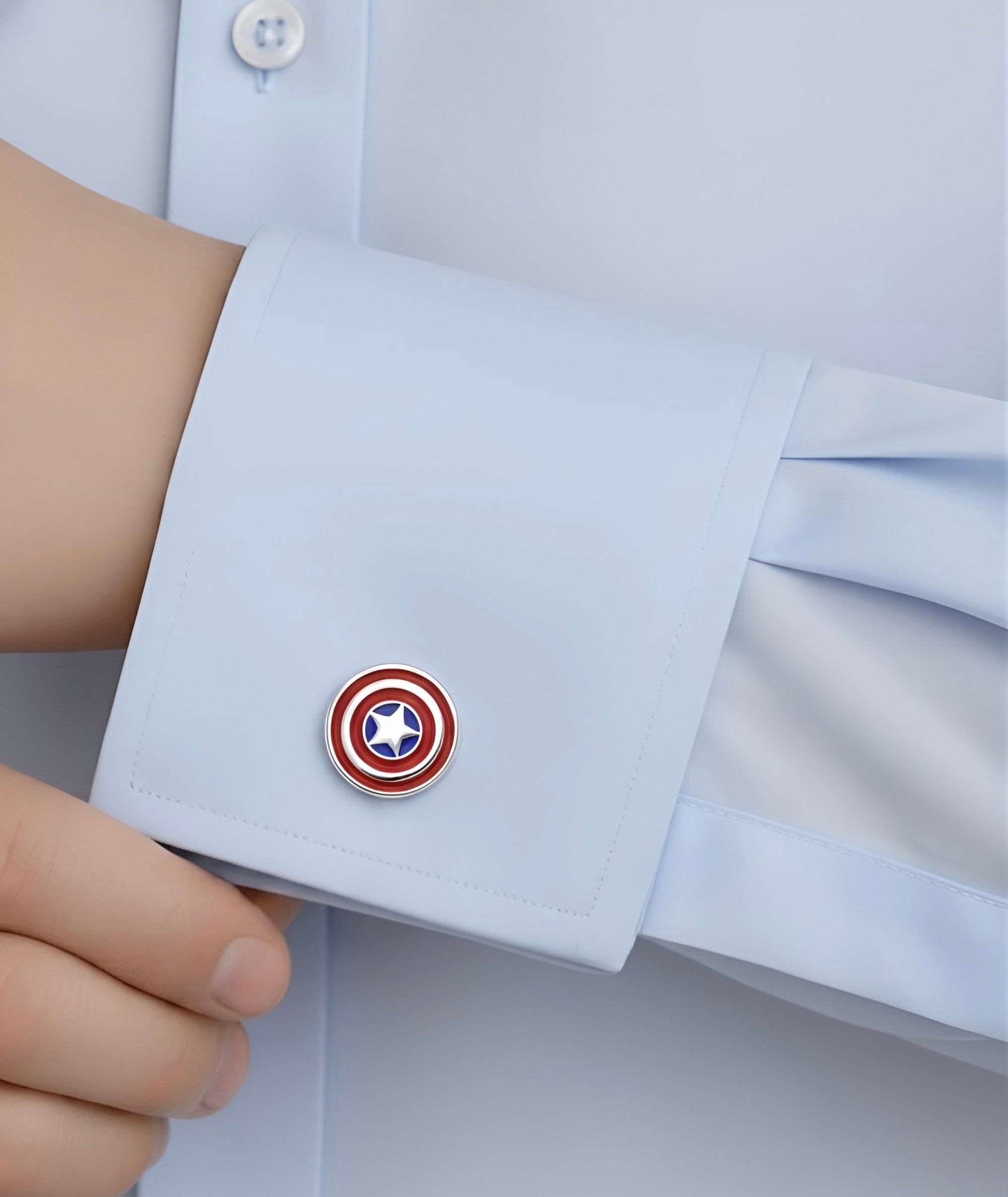 Captain American Super Hero Shield Cufflinks – Red, White & Blue Edition