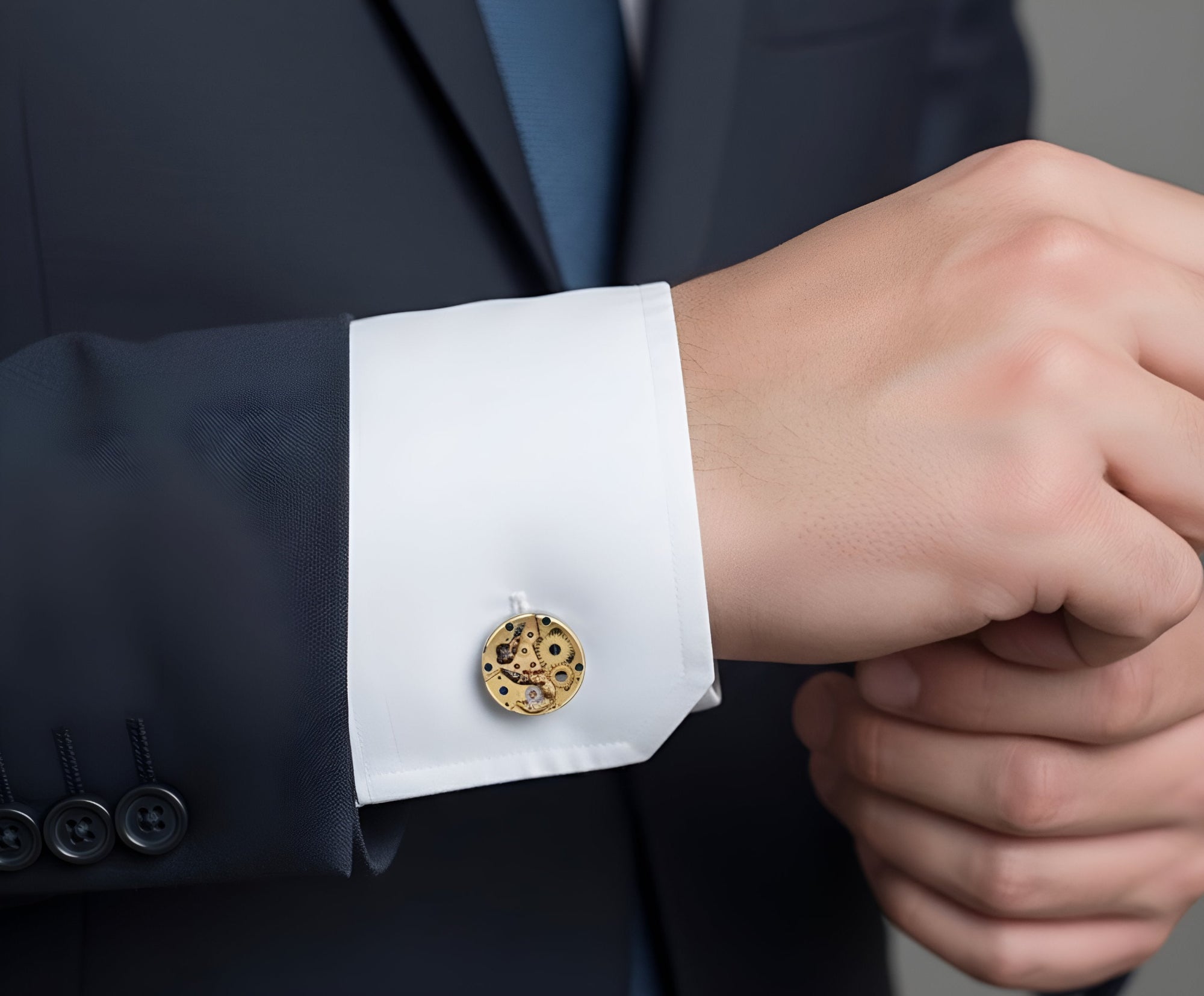 Mechanical Cufflinks – Gold / Silver Frame