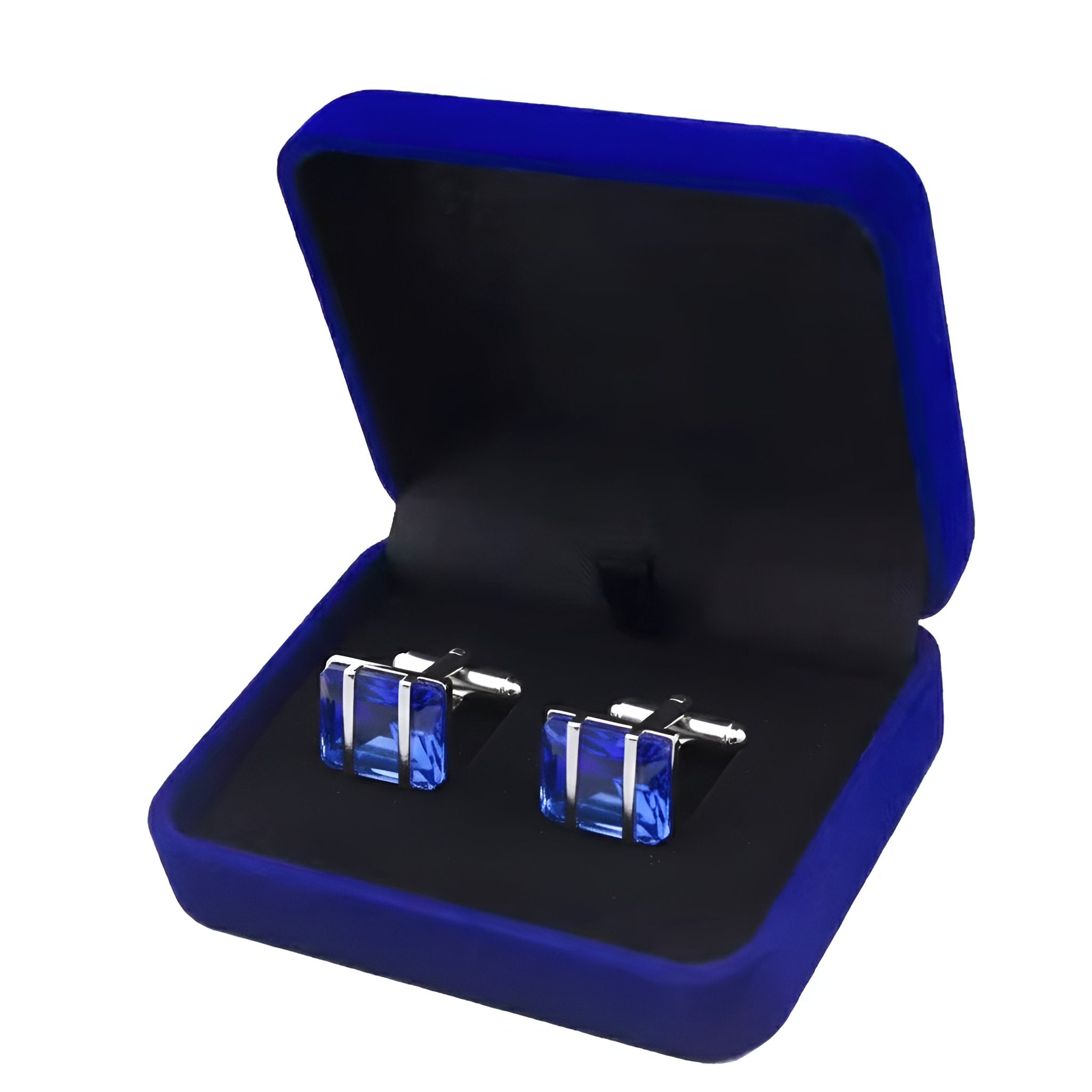 Luxury Royal Blue Velvet Cufflink Box